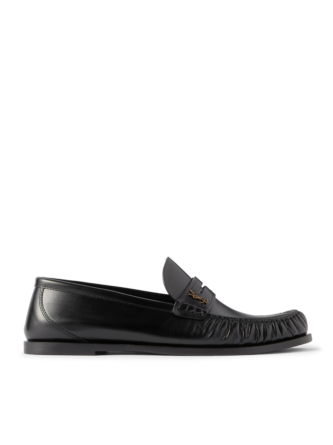 Saint Laurent Laurent Logo-embellished Leather Penny Loafers In Black