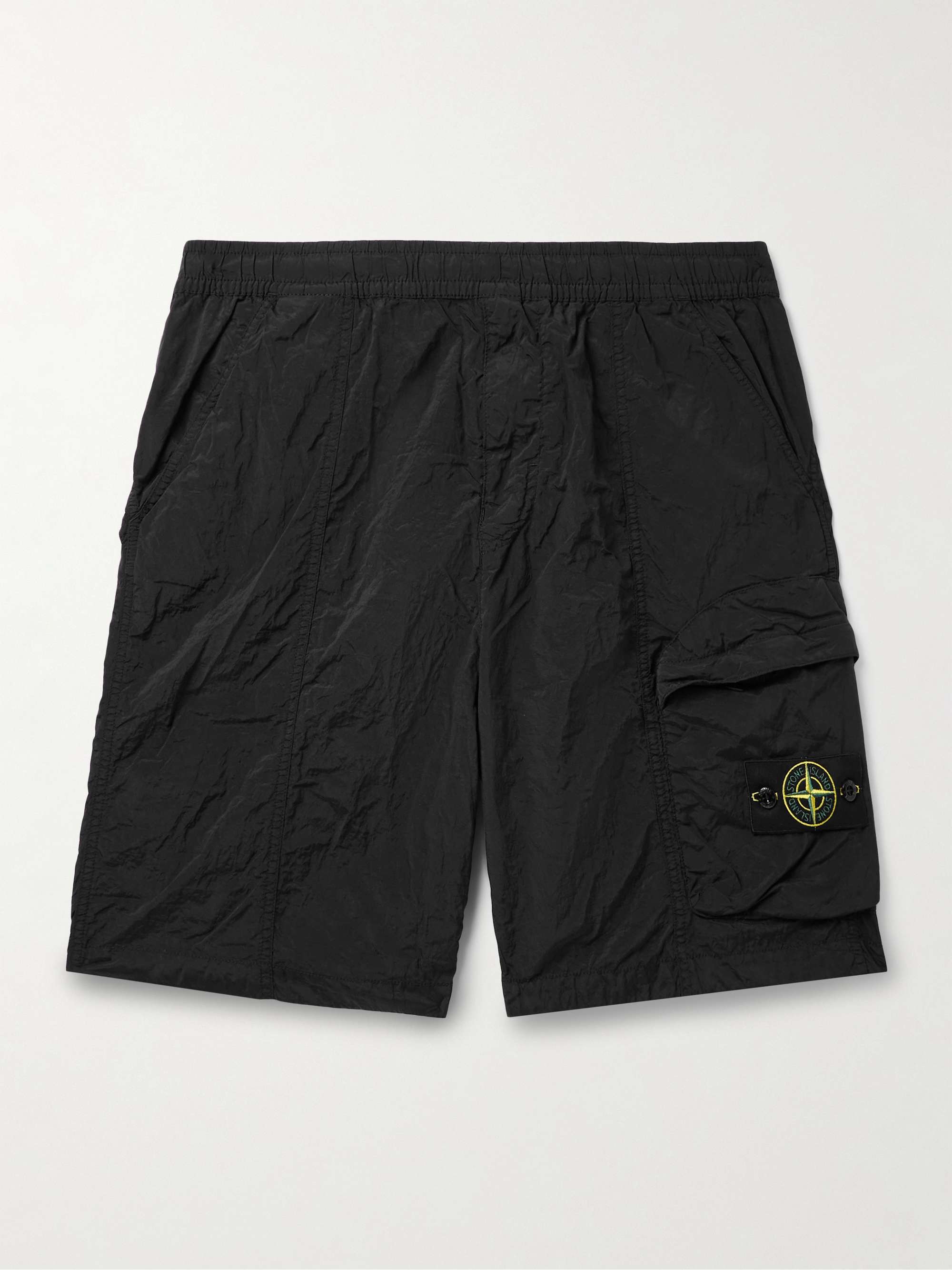 Black Straight-Leg Logo-Appliquéd Garment-Dyed Cotton-Jersey