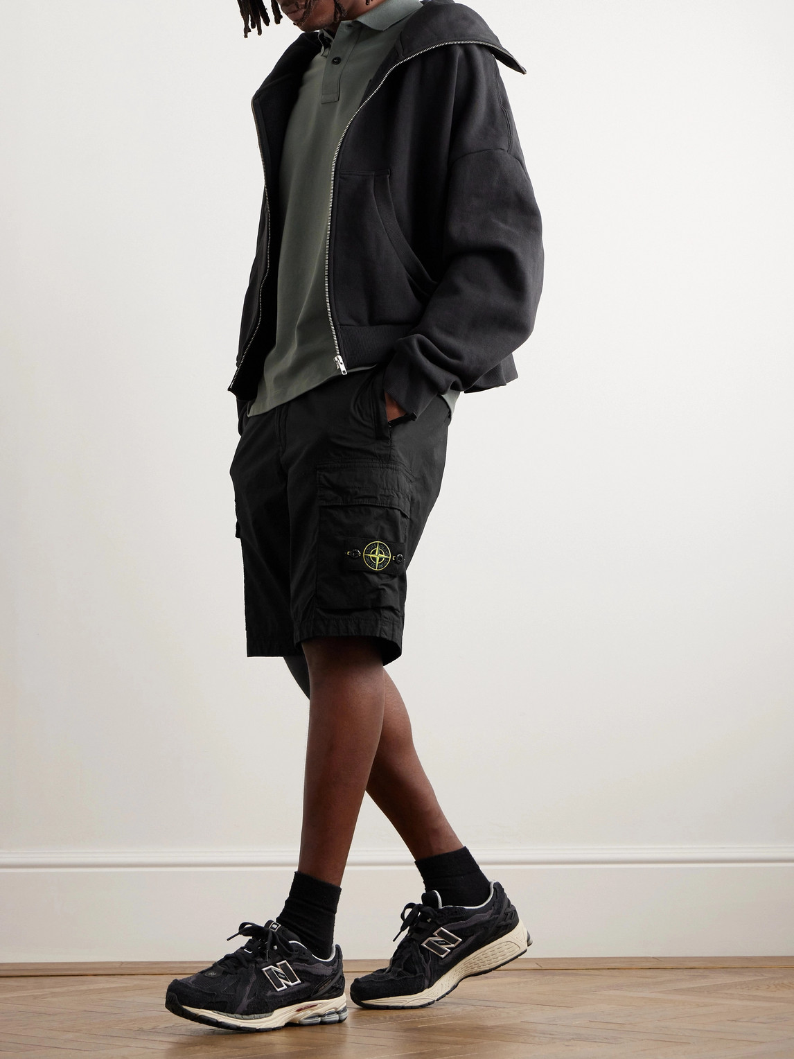 Stone Island Cargo Bermuda Shorts In Black