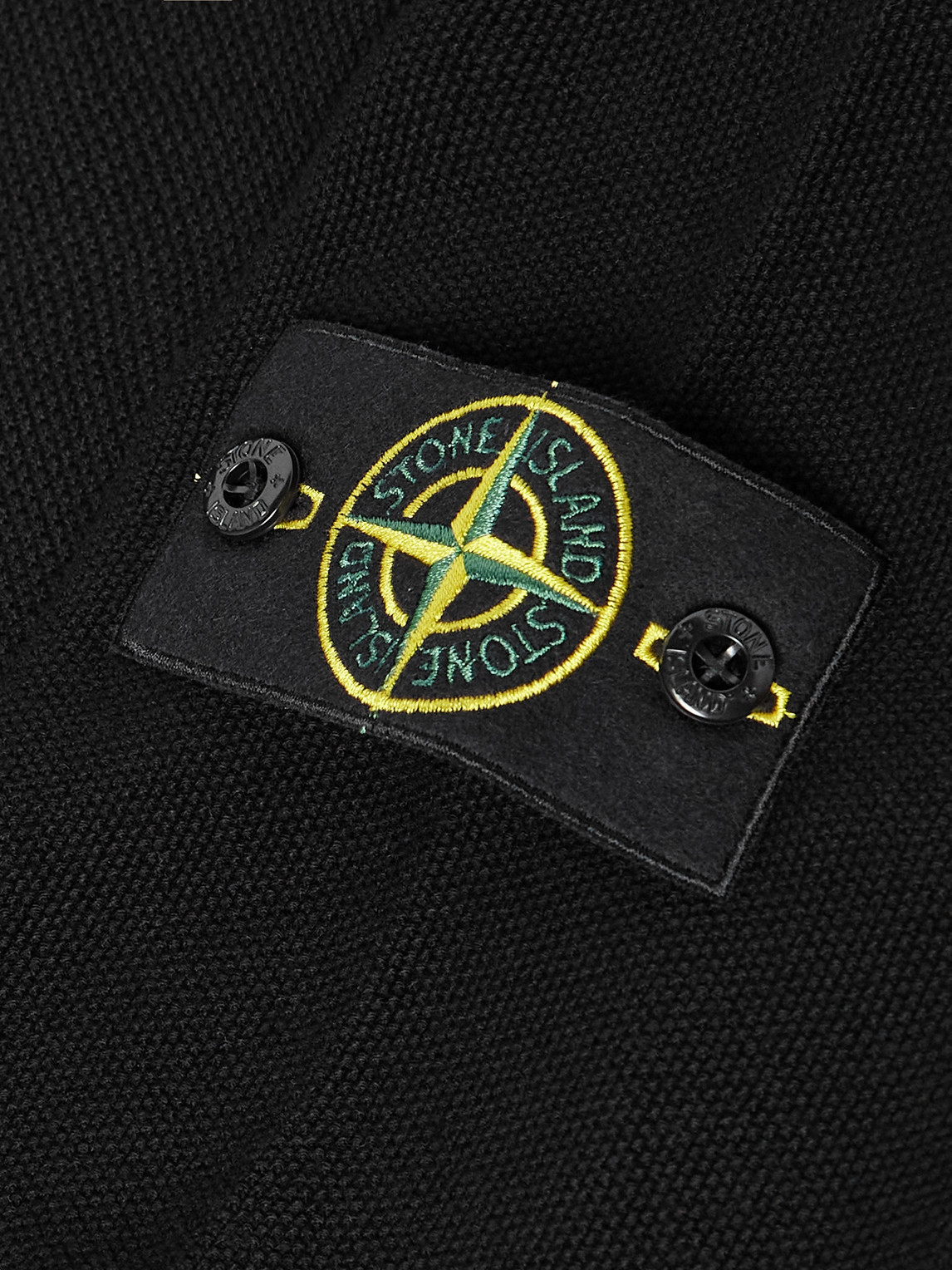 Shop Stone Island Logo-appliquéd Cotton Sweater In Black
