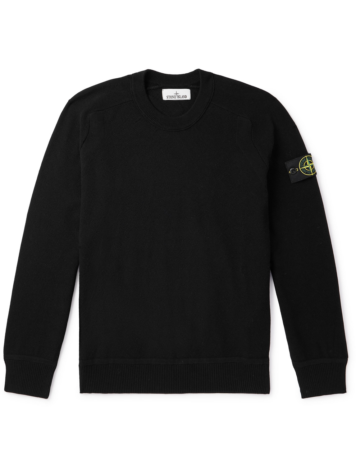 Shop Stone Island Logo-appliquéd Cotton Sweater In Black