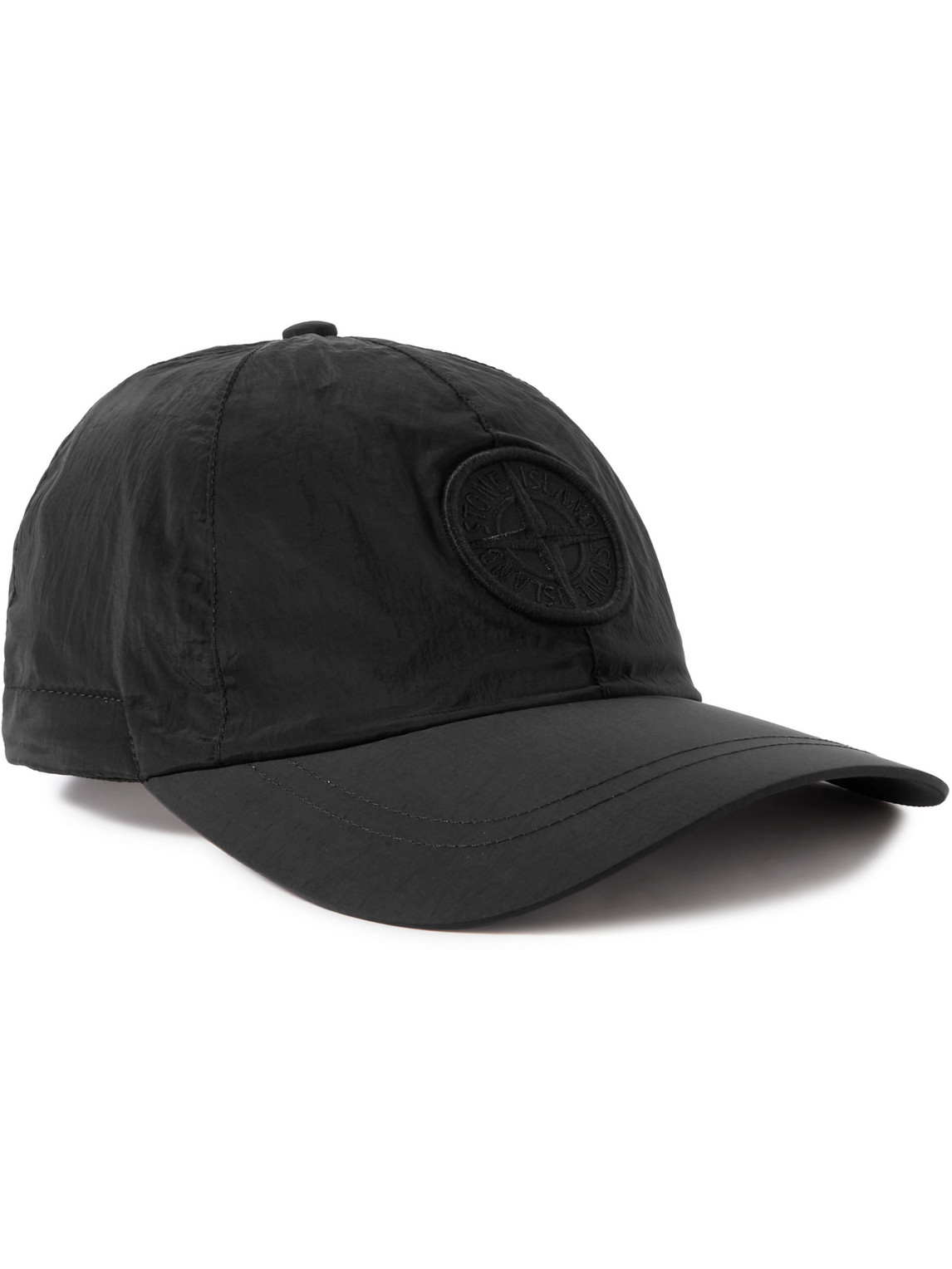 Stone Island Logo-appliquéd Crinkled-econyl® Cap In Black