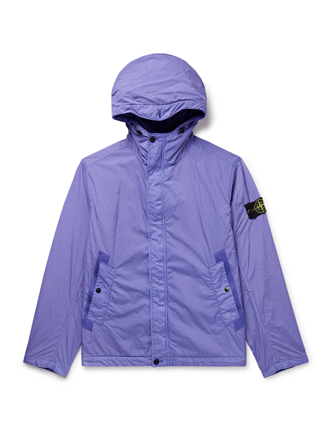 Stone Island Logo-appliquéd Crinkle Reps Nylon Hooded Jacket In Purple