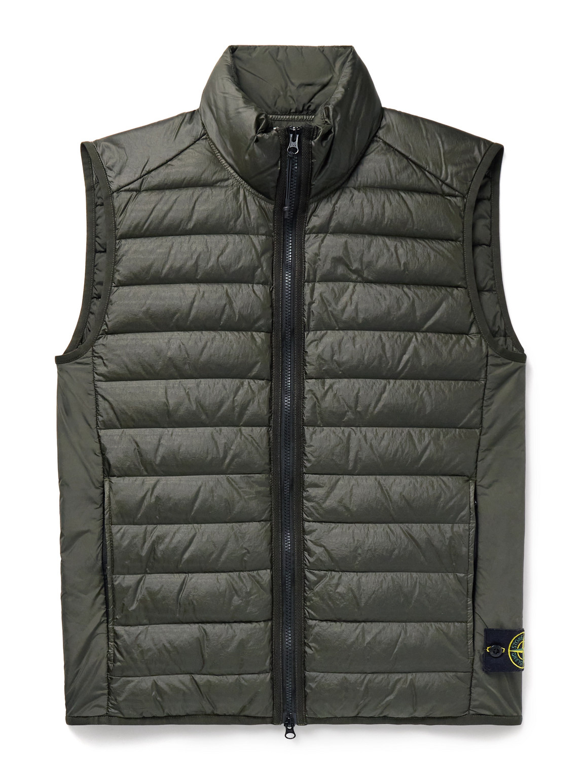 Stone Island Logo-appliquéd Padded Quilted Recycled-shell Down Gilet In Green