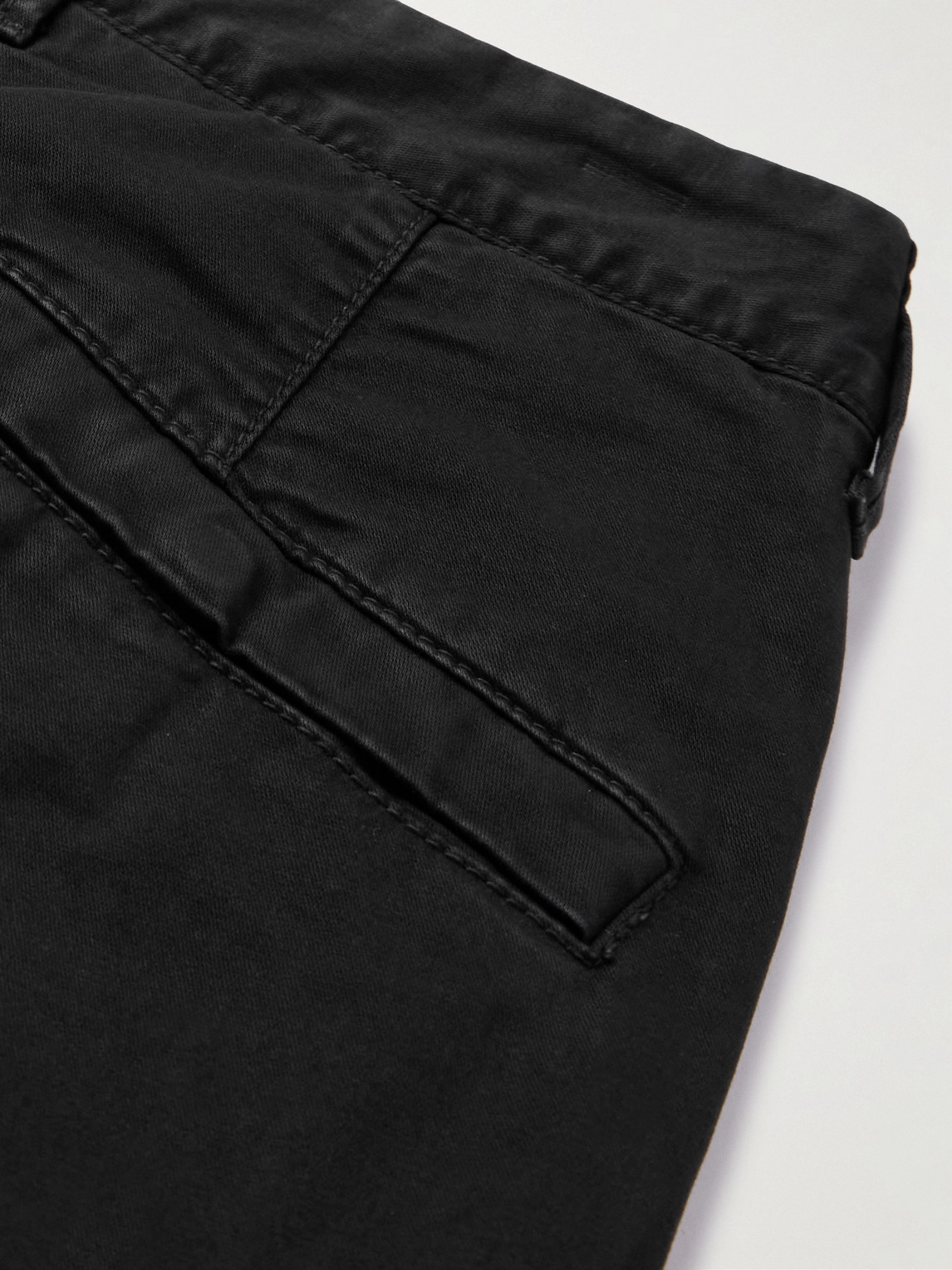 Stone Island Tapered Garment-dyed Cotton-blend Cargo Trousers In Black