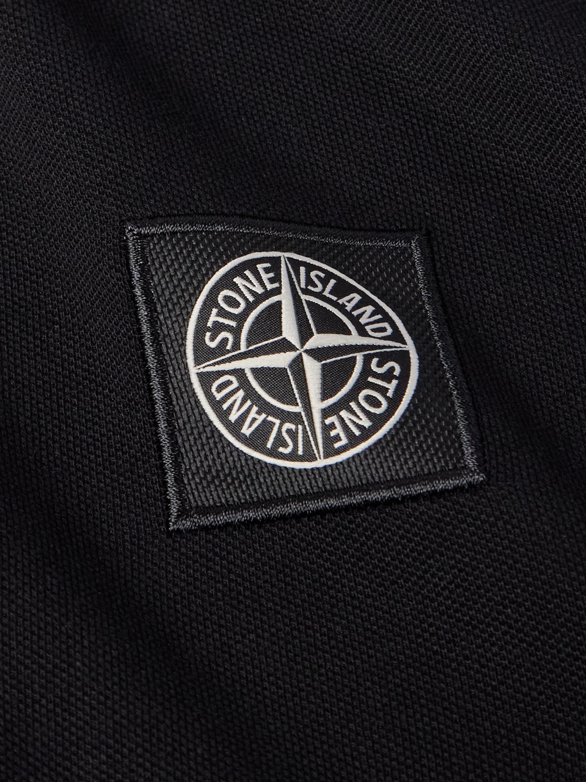 Stone Island Logo Embroidered Polo Shirt In Black