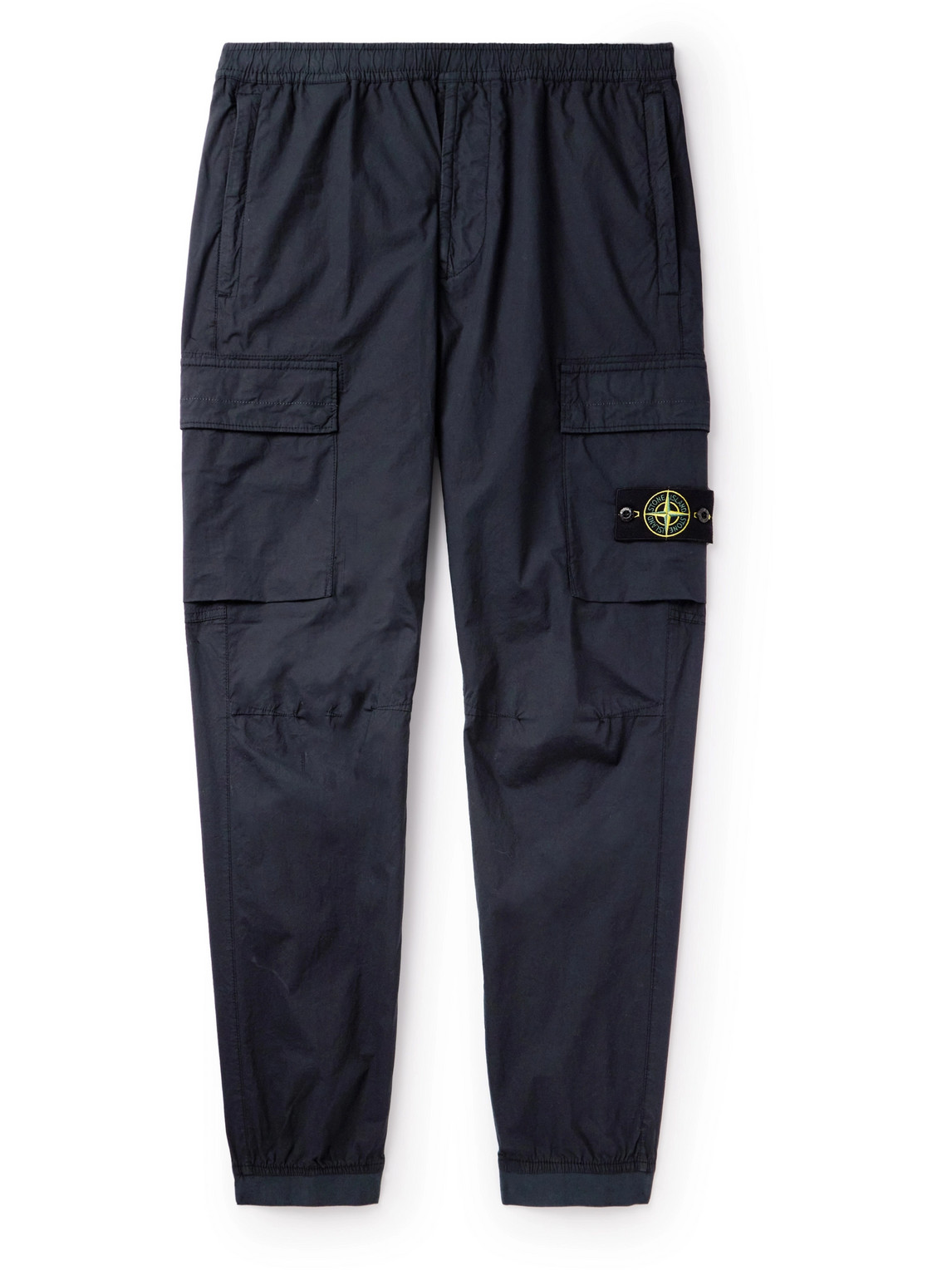 Stone Island Tapered Garment-dyed Cotton-blend Twill Cargo Trousers In Blue