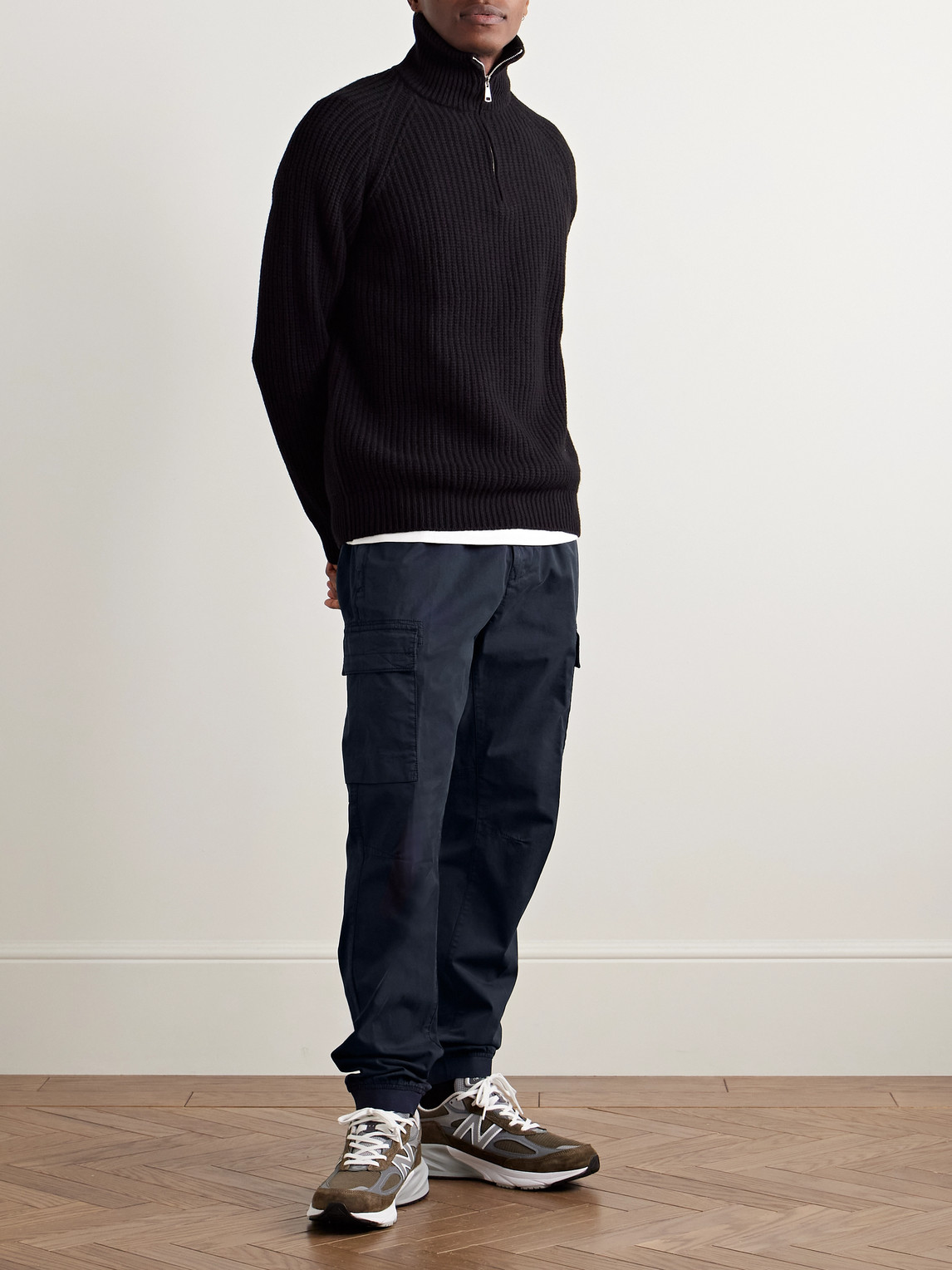 Stone Island Tapered Garment-dyed Cotton-blend Twill Cargo Trousers In Blue