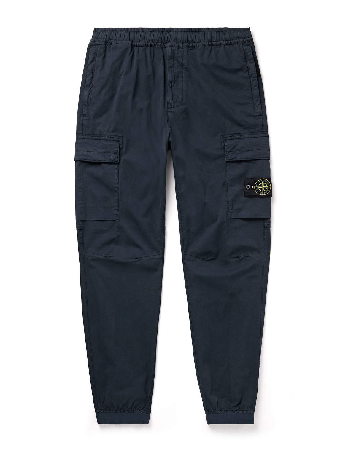 Stone Island Tapered Garment-dyed Cotton-blend Twill Cargo Trousers In Blue