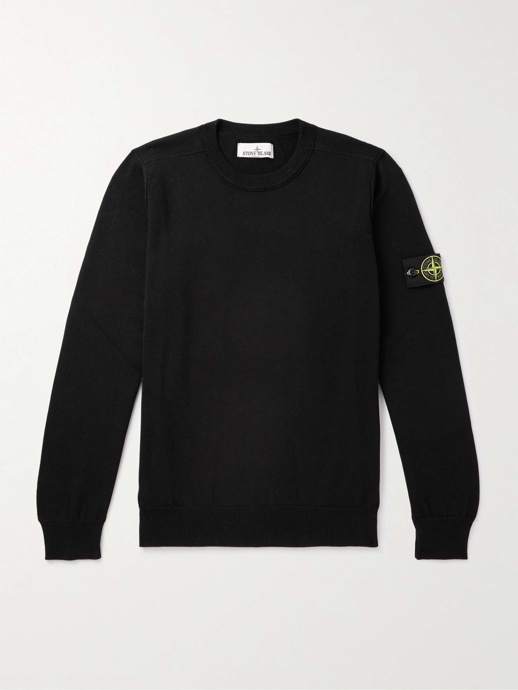 【おまけ付】 Black Logo-Appliquéd Cotton Sweater | STONE ISLAND | MR PORTER トップス