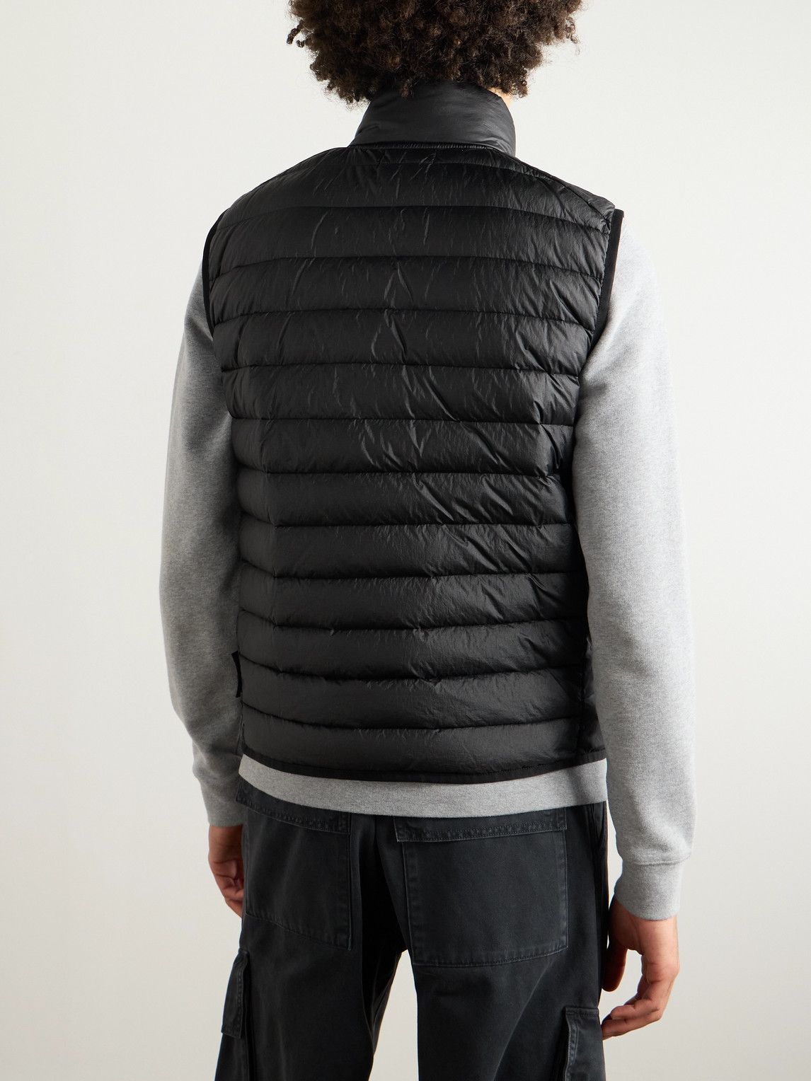 Stone Island Logo-appliquéd Padded Quilted Shell Down Vest In Black