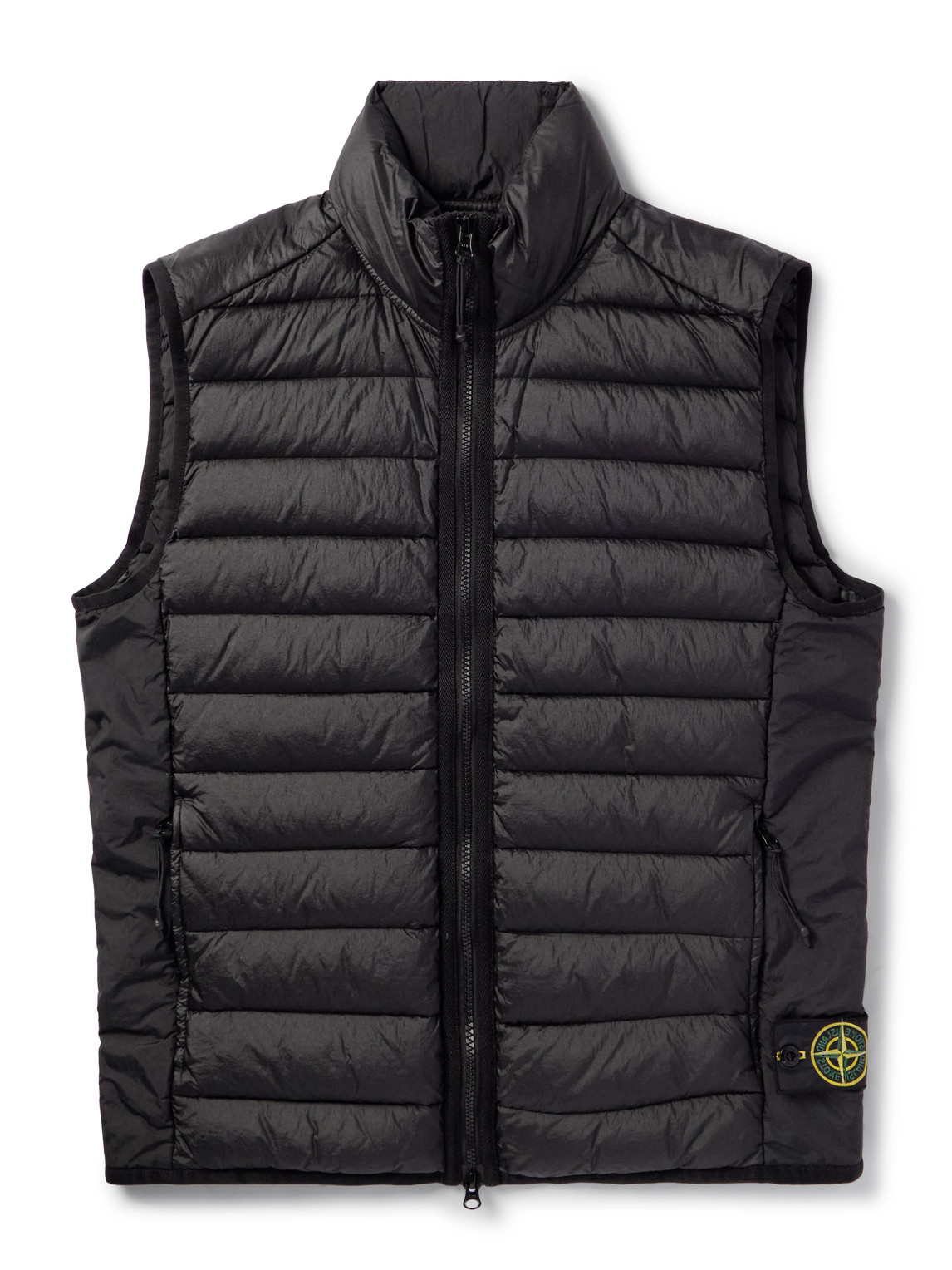 Stone Island Logo-appliquéd Padded Quilted Shell Down Waistcoat In Black