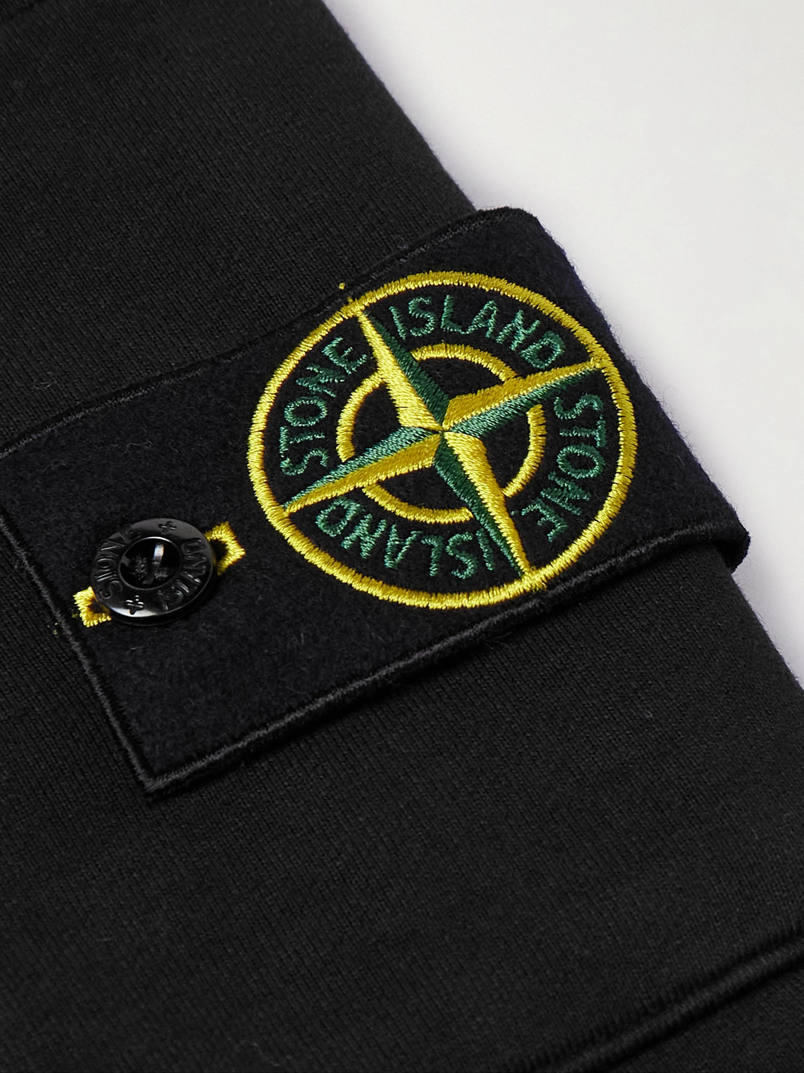 Stone Island Cotton Fleece Sweatpants With Elasticated Waistband In Black