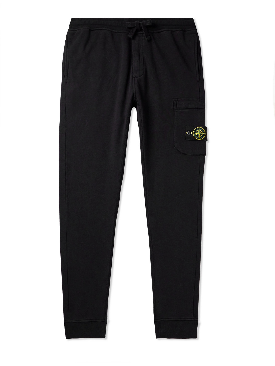 Stone Island Cotton Fleece Sweatpants With Elasticated Waistband In Black