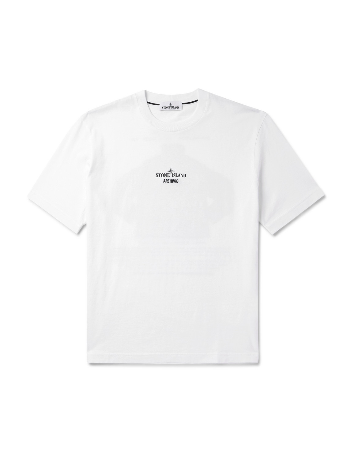 Stone Island Logo-print Organic Cotton-jersey T-shirt In White