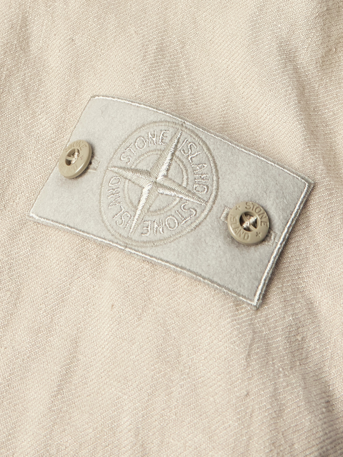 Stone Island Overshirt With Pockets And Button Fastening In Neutrals