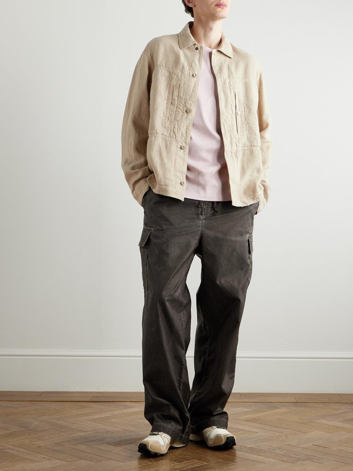 Stone Island Overshirt With Pockets And Button Fastening In Neutrals