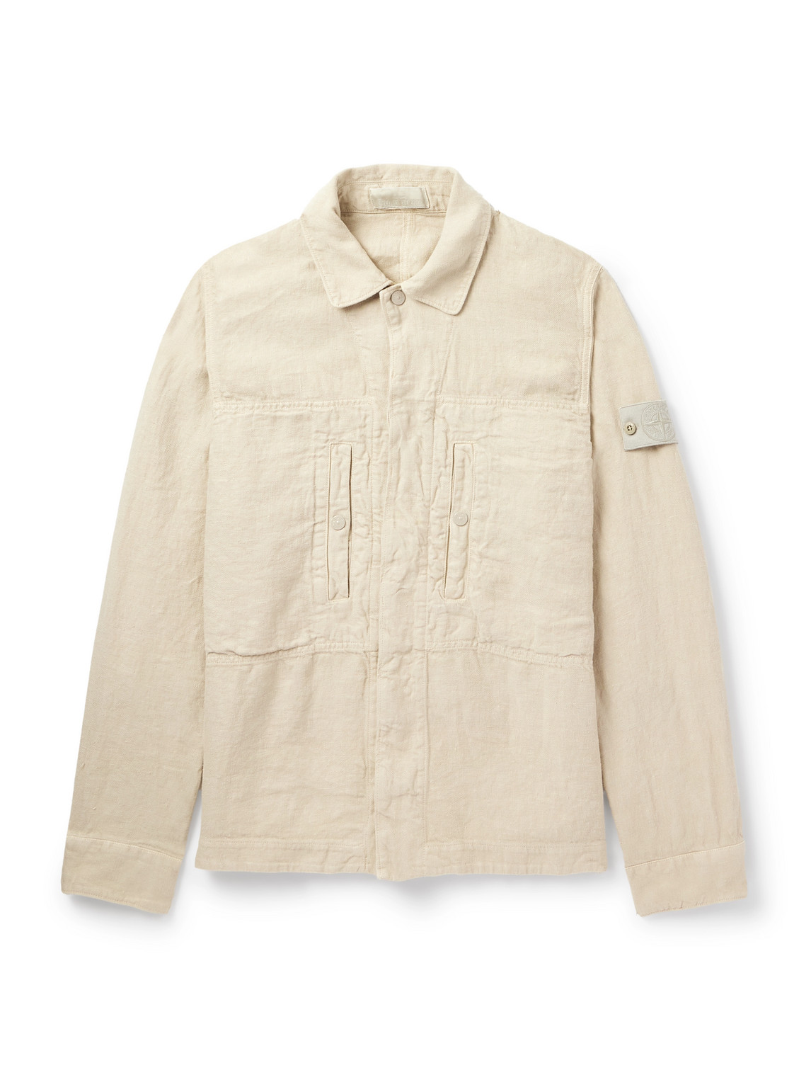 Stone Island Overshirt With Pockets And Button Fastening In Neutrals