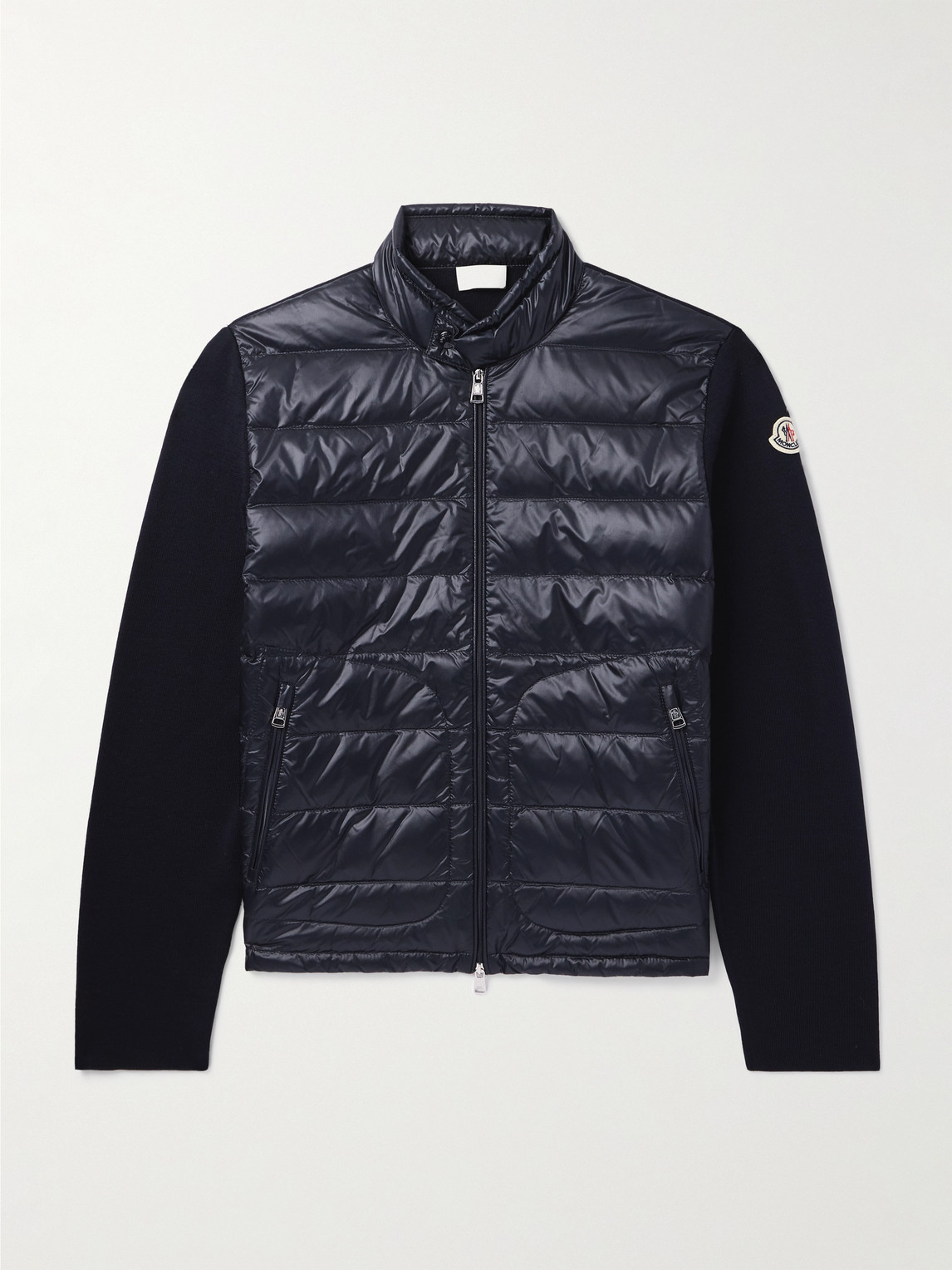 Slim-Fit Logo-Appliquéd Quilted Nylon-Panelled Wool Down Cardigan