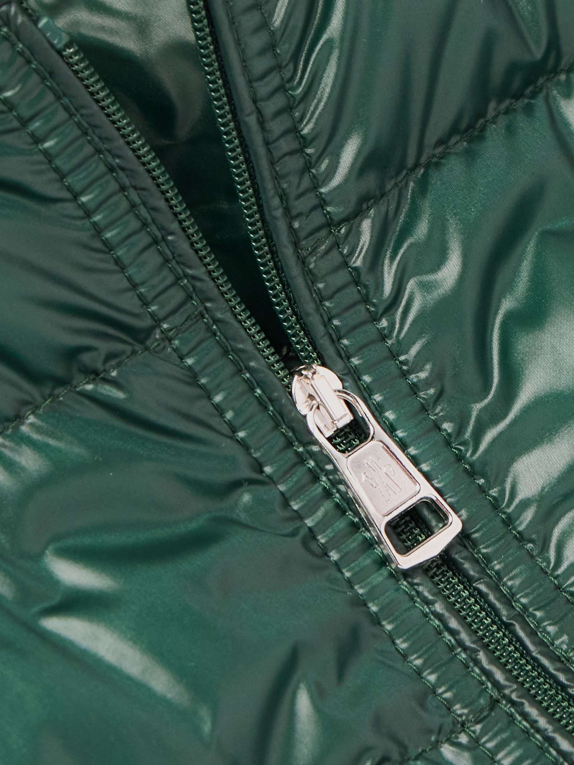 MONCLER Acorus Logo-Appliquéd Quilted Glossed-Shell Down Jacket