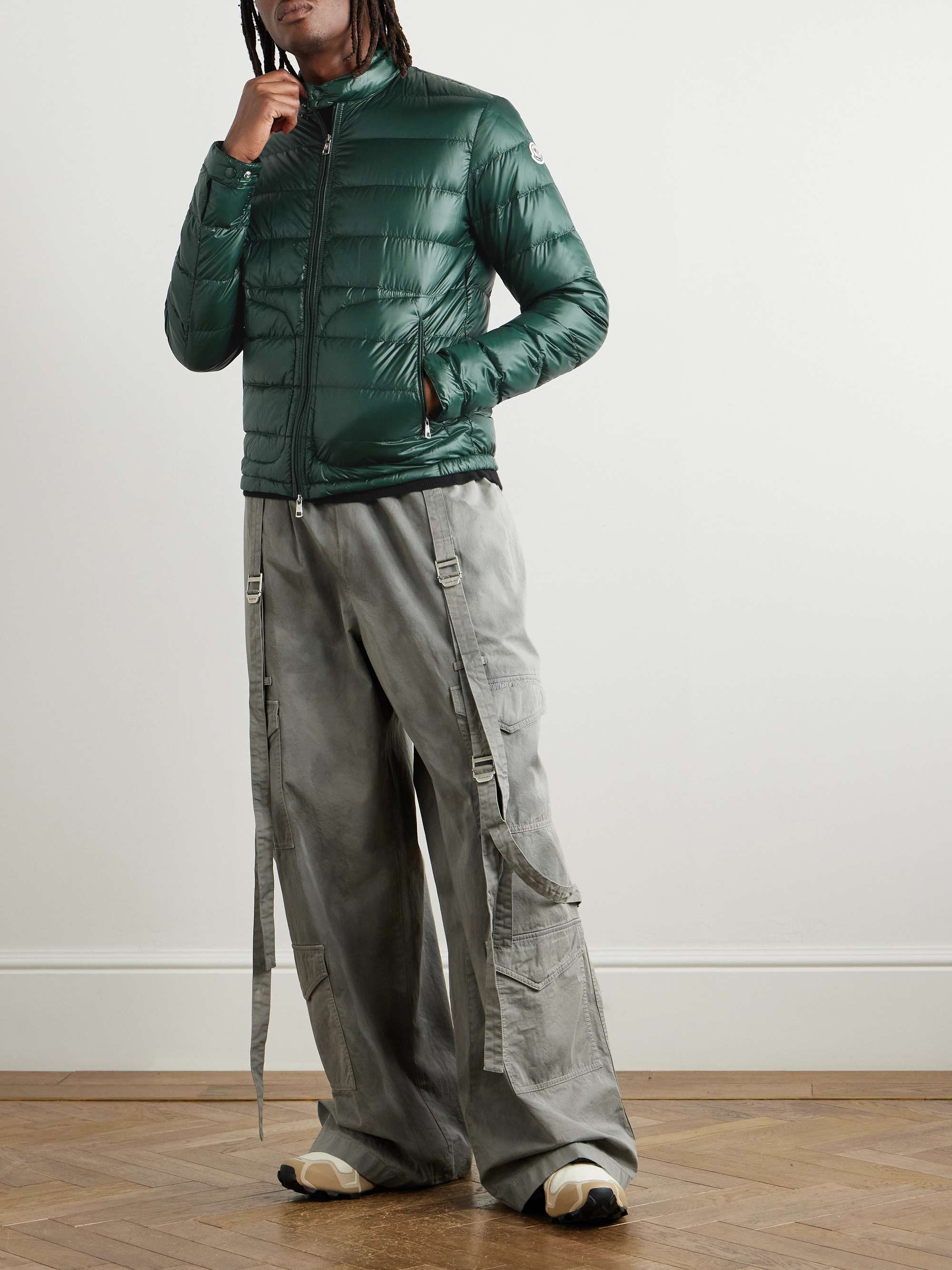 MONCLER Acorus Logo-Appliquéd Quilted Glossed-Shell Down Jacket