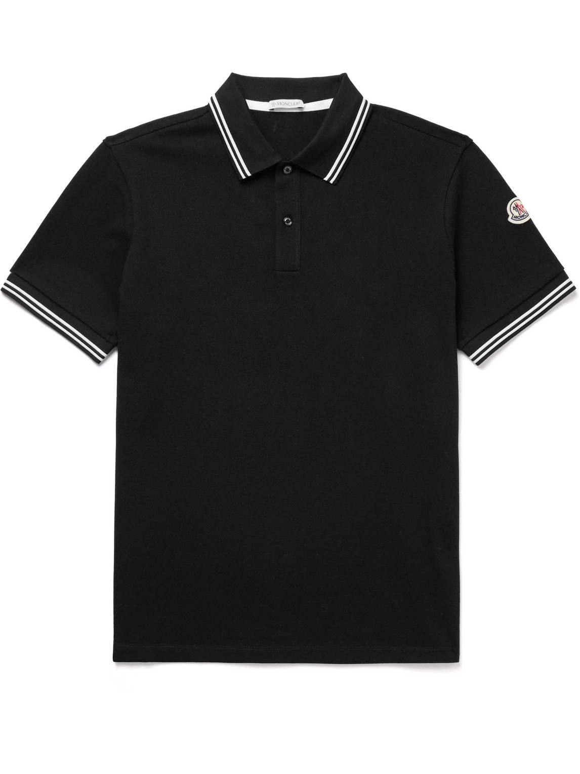 Moncler Cotton Polo Shirt In Black