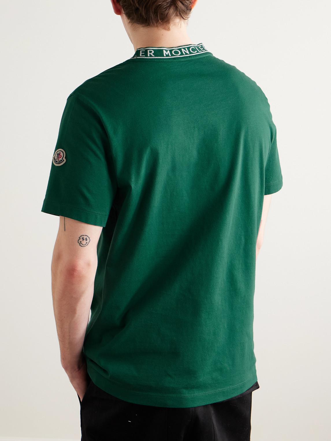 Moncler Slim-fit Logo-appliquéd Cotton-jersey T-shirt In Green