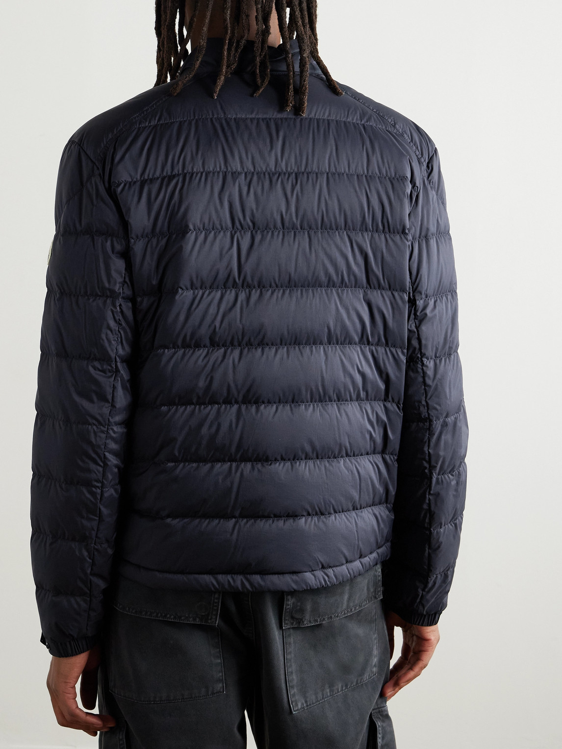 Moncler Slim-fit Logo-appliquéd Quilted Nylon Down Jacket In Blue