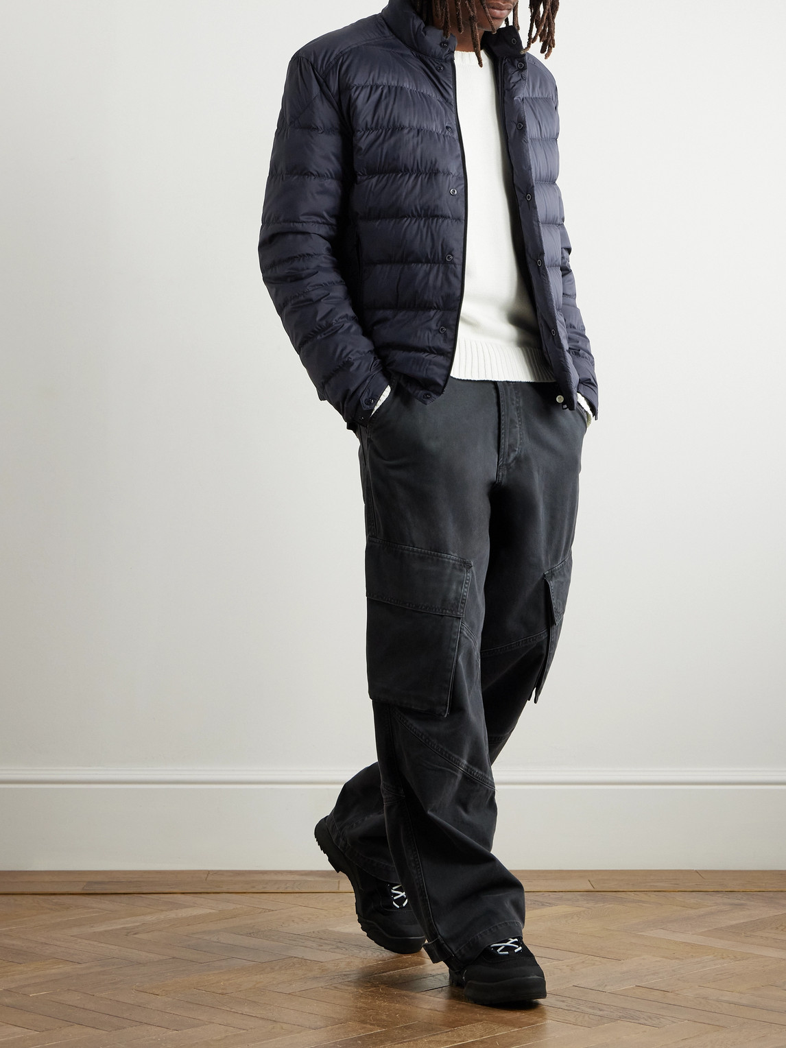 Moncler Slim-fit Logo-appliquéd Quilted Nylon Down Jacket In Blue