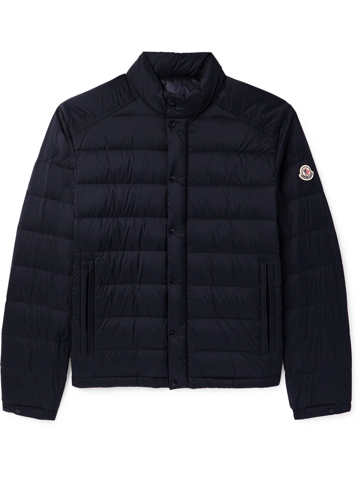 Moncler Slim-fit Logo-appliquéd Quilted Nylon Down Jacket In Blue