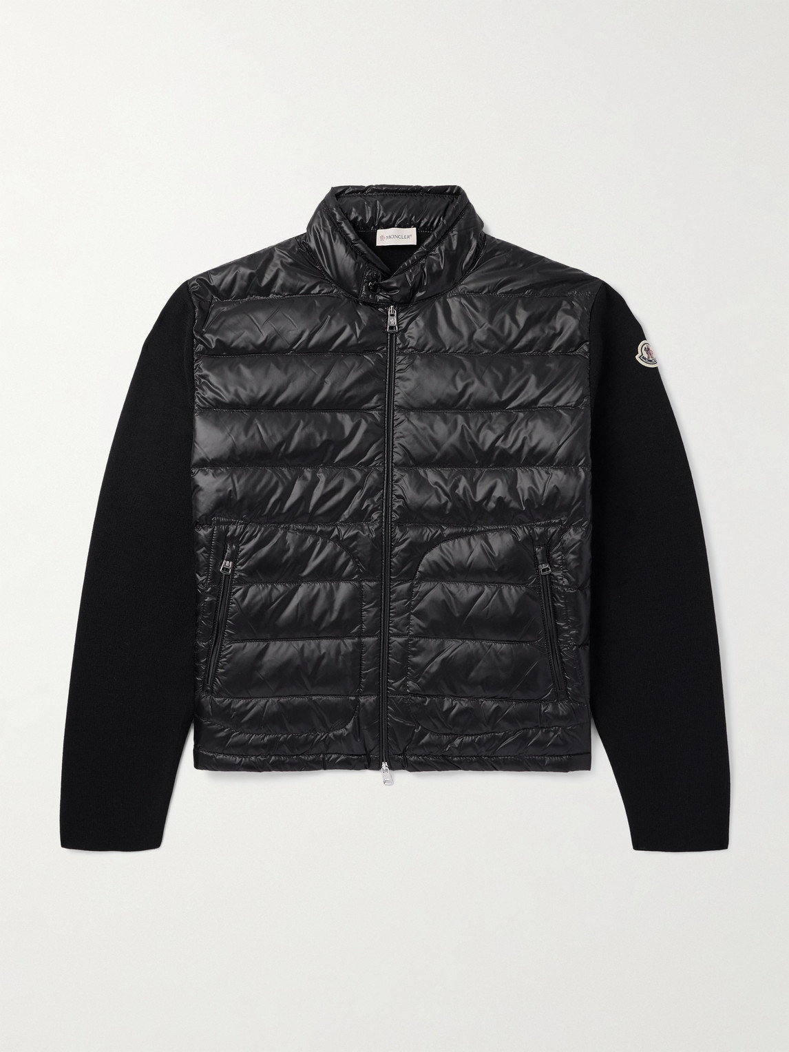 Slim-Fit Logo-Appliquéd Quilted Nylon-Panelled Wool Down Cardigan