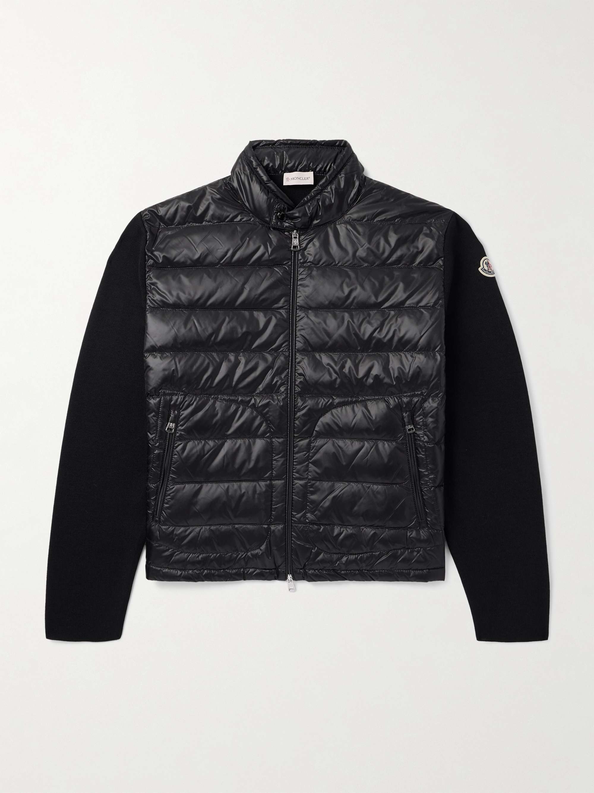 MONCLER ウール ダウンカーディガン ナイロンキルティングパネル