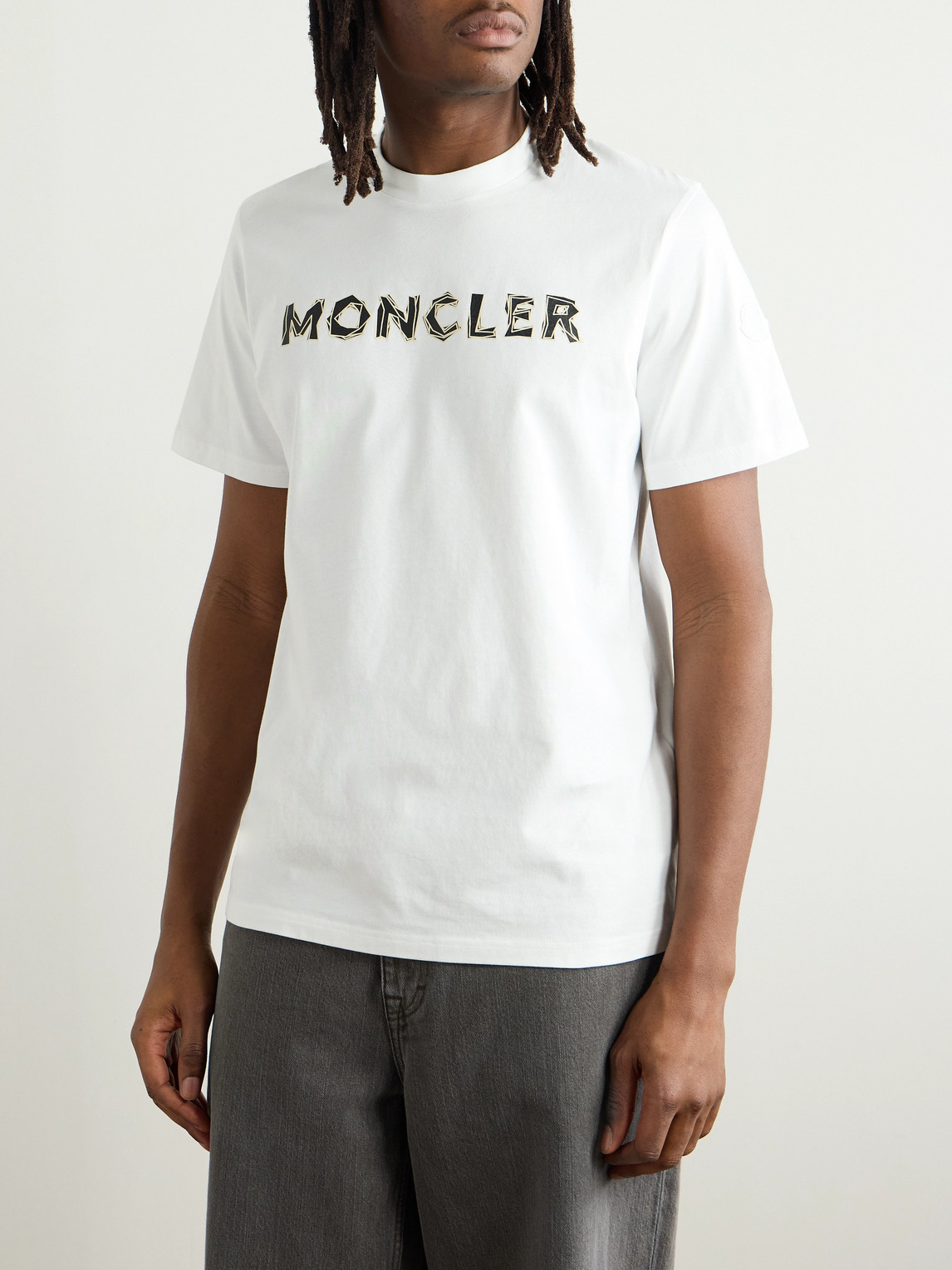 Moncler Logo-print Cotton-jersey T-shirt In White
