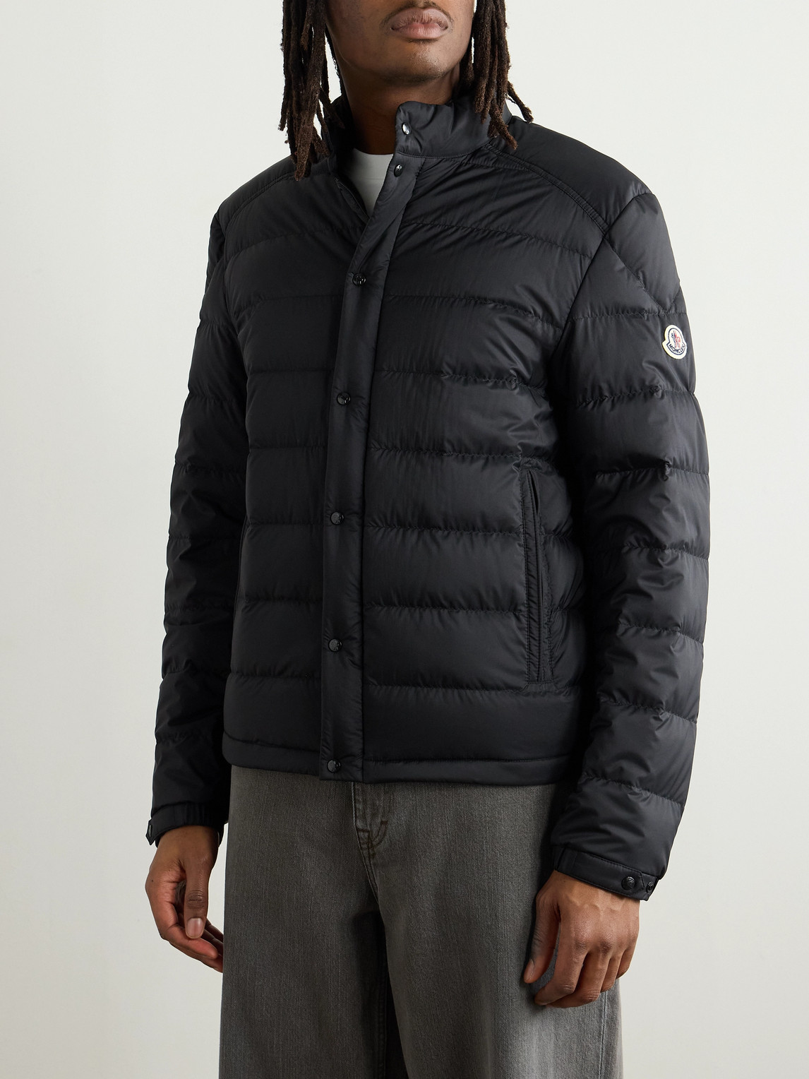 Moncler Short Down Jacket Long Sleeves In Black