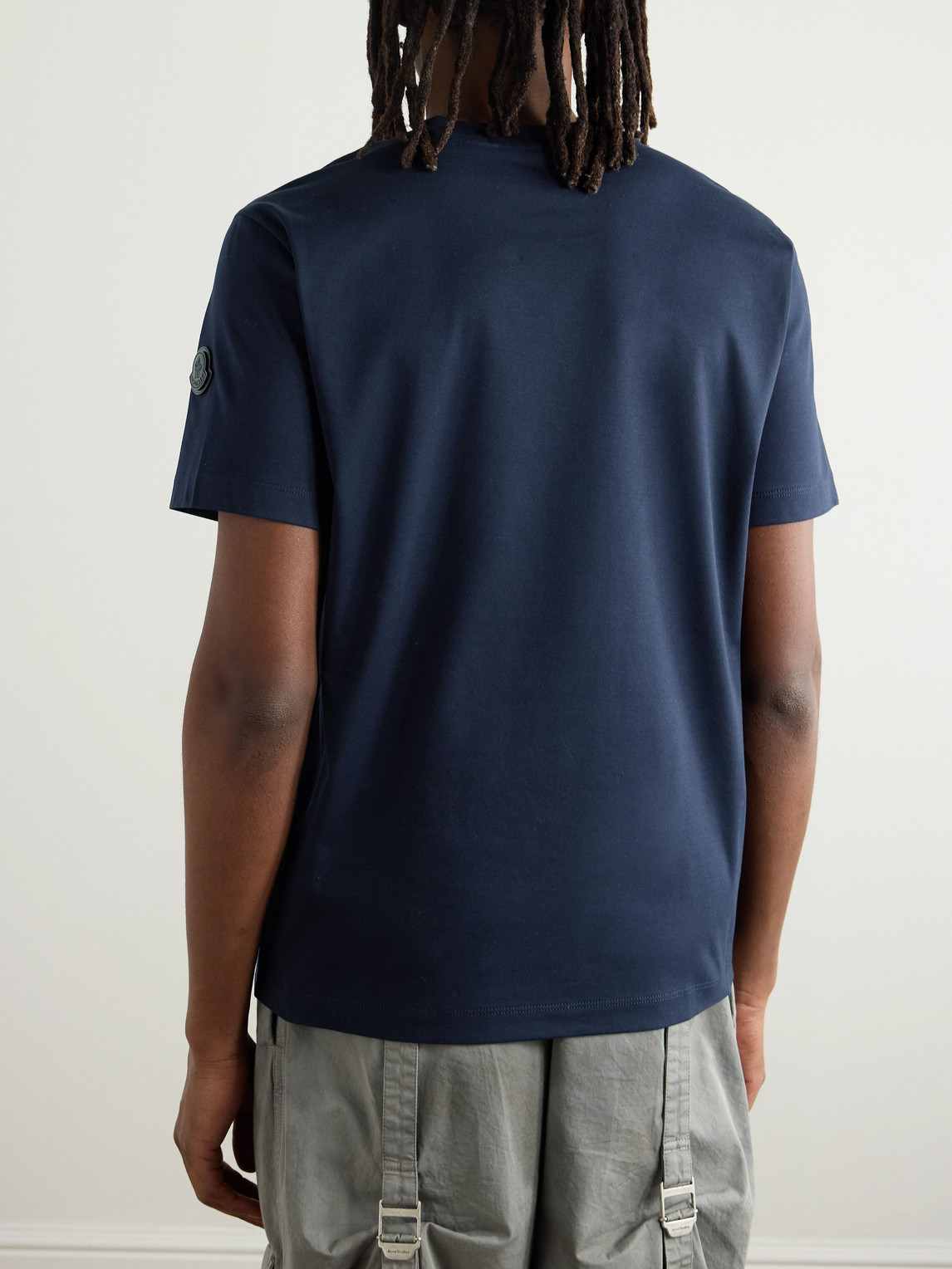 Moncler Logo-appliquéd Cotton-jersey T-shirt In Blue
