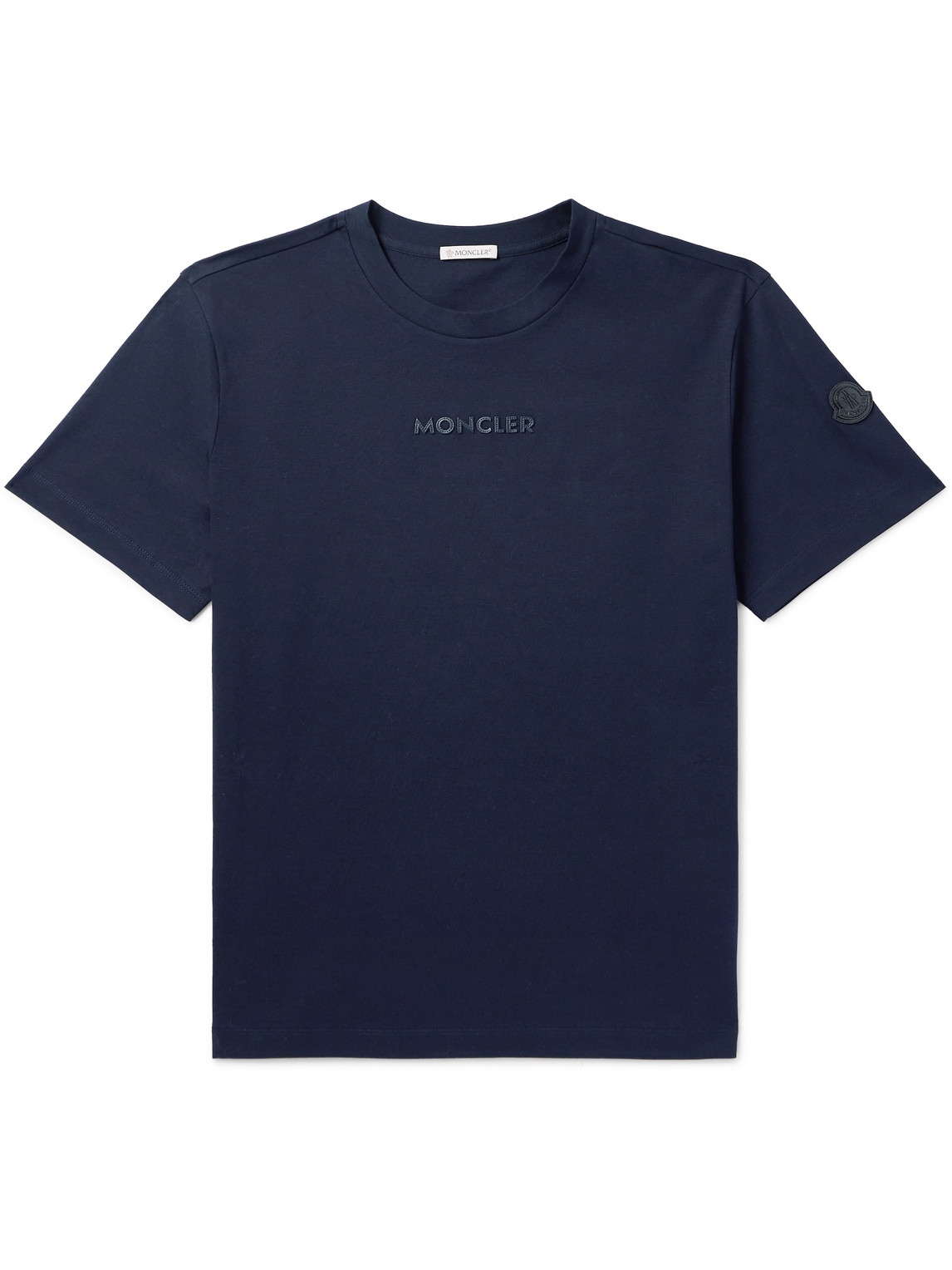 Moncler Logo-appliquéd Cotton-jersey T-shirt In Blue