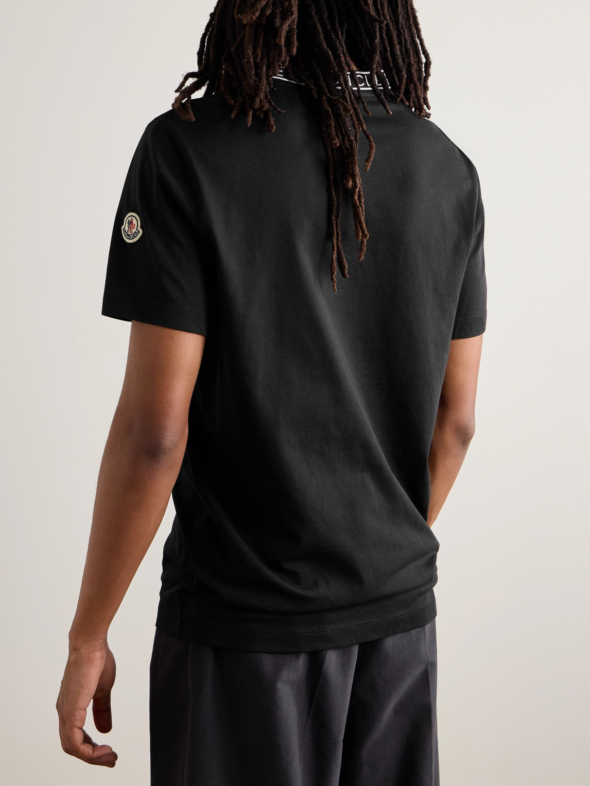 Moncler Short-sleeved Cotton T-shirt In Black