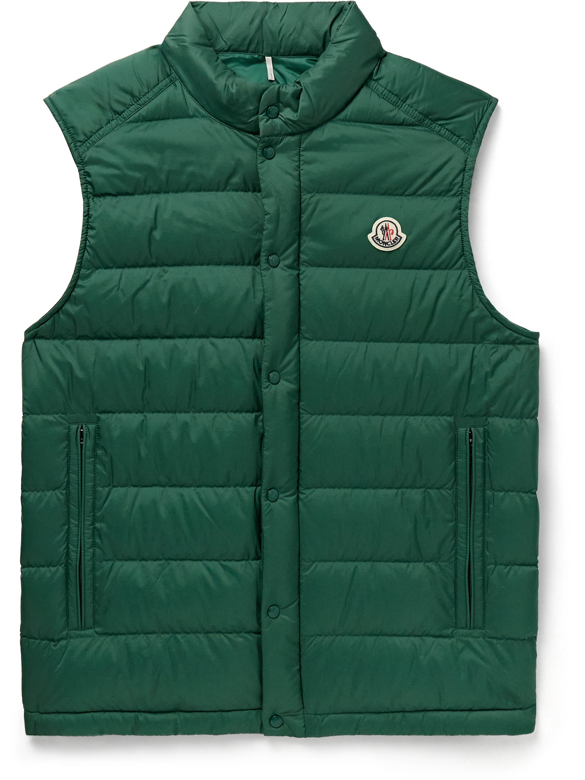 Moncler Barthe Logo-appliquéd Quilted Nylon Down Gilet In Green