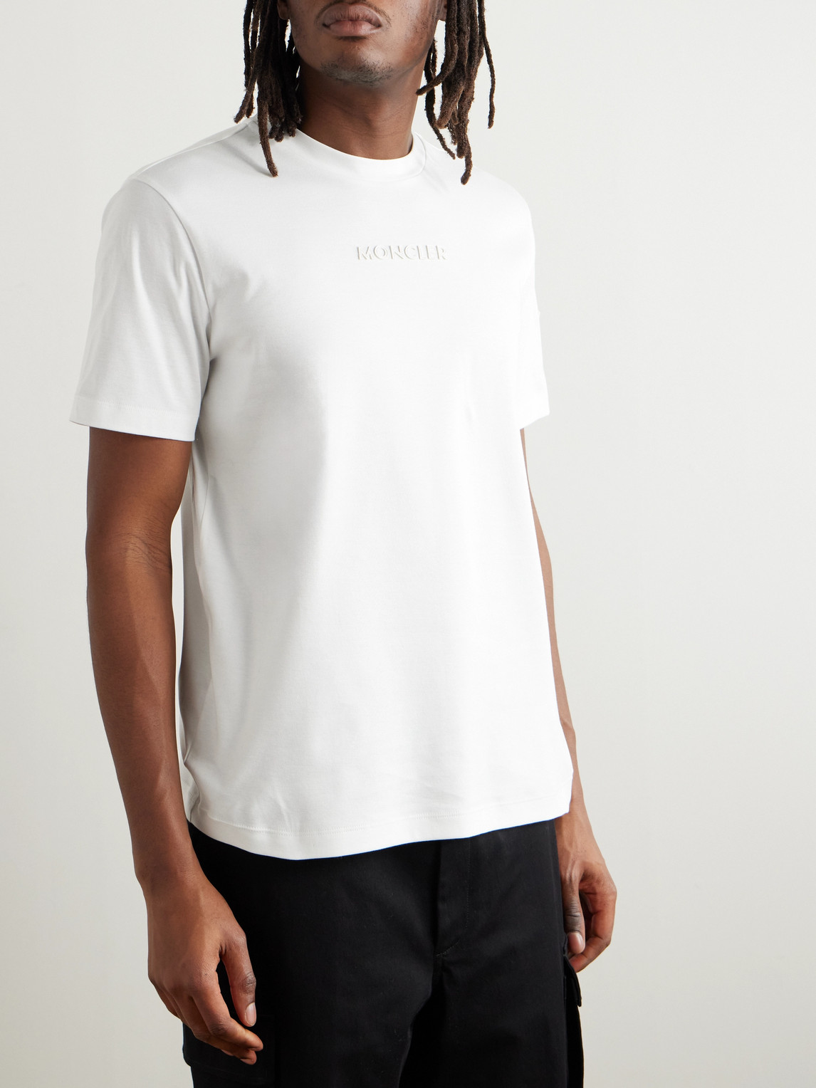 Moncler Logo-appliquéd Cotton-jersey T-shirt In White