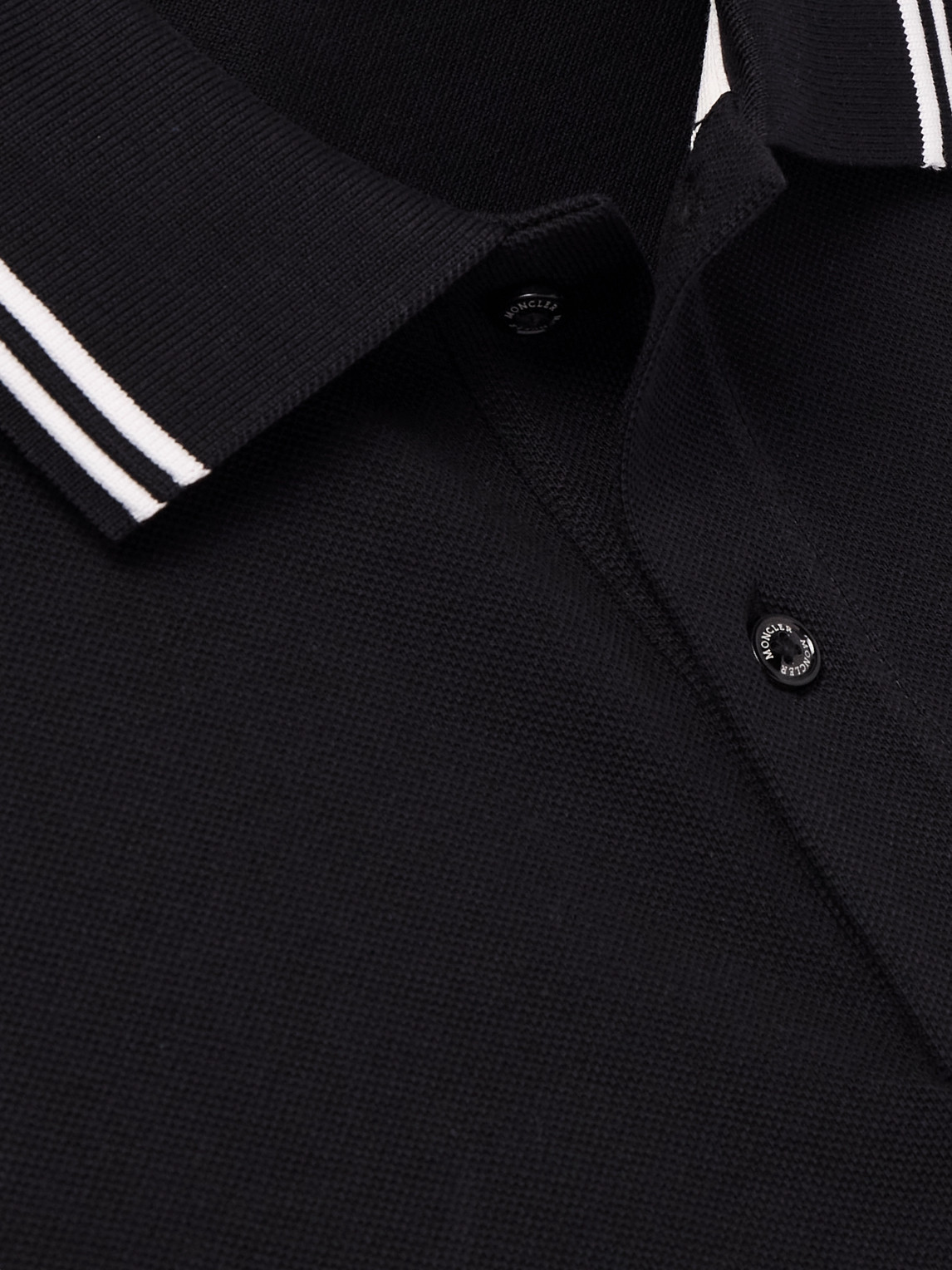 Moncler Slim-fit Logo-appliquéd Cotton-piqué Polo Shirt In Blue