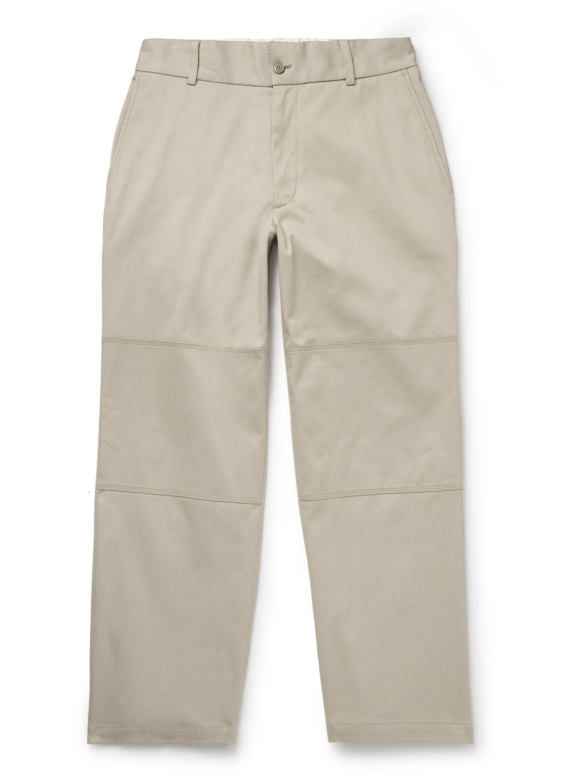 Moncler Straight-leg Panelled Stretch-cotton Gabardine Trousers In Neutrals
