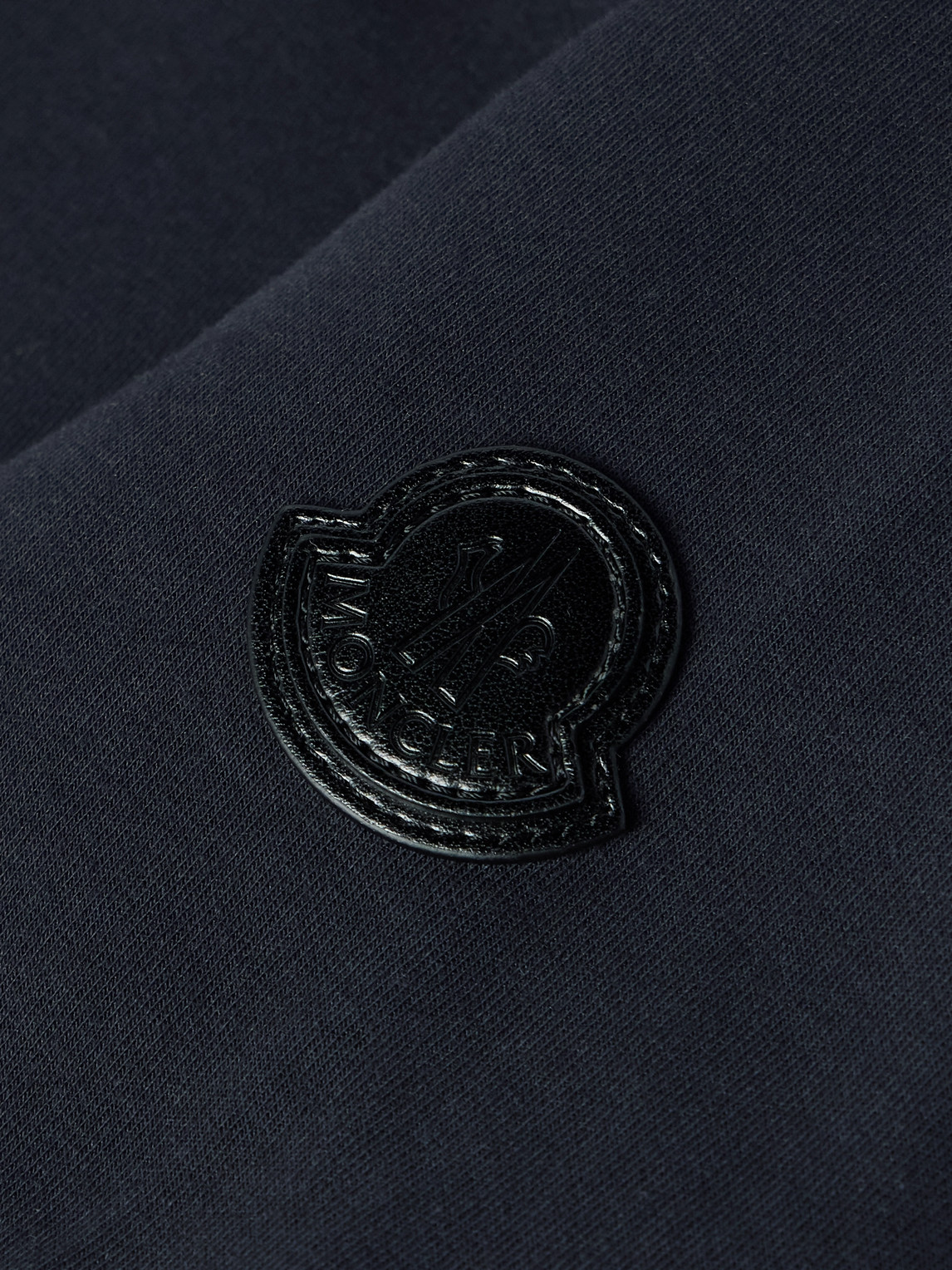 Moncler Logo-appliquéd Cotton-blend Jersey Half-zip Sweatshirt In Blue