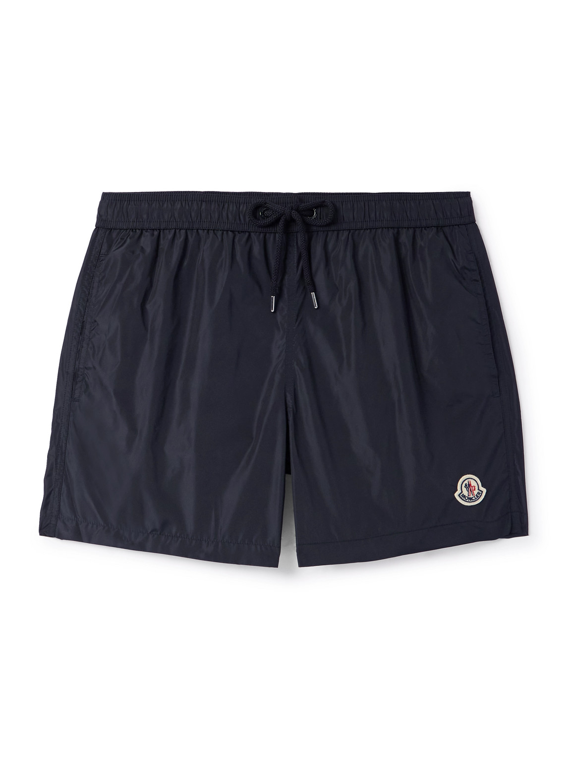Moncler Straight-leg Mid-length Logo-appliquéd Swim Shorts In Blue