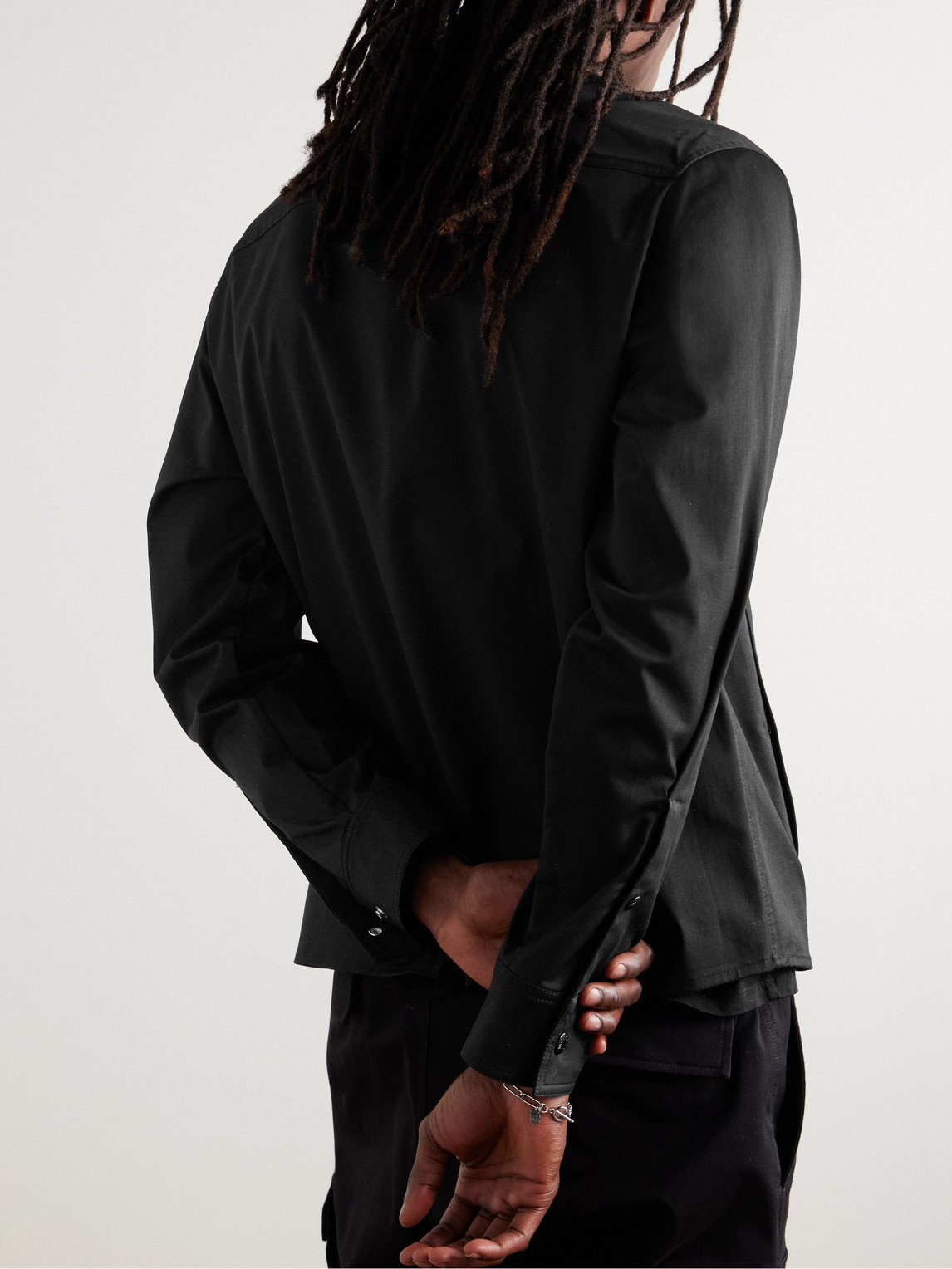 Moncler Cotton Gabardine Zip-up Shirt Jacket Black In Black