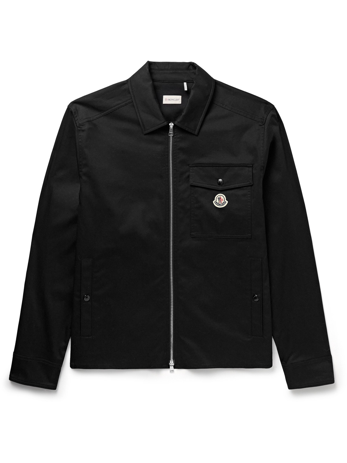Moncler Cotton Gabardine Zip-up Shirt Jacket Black In Black