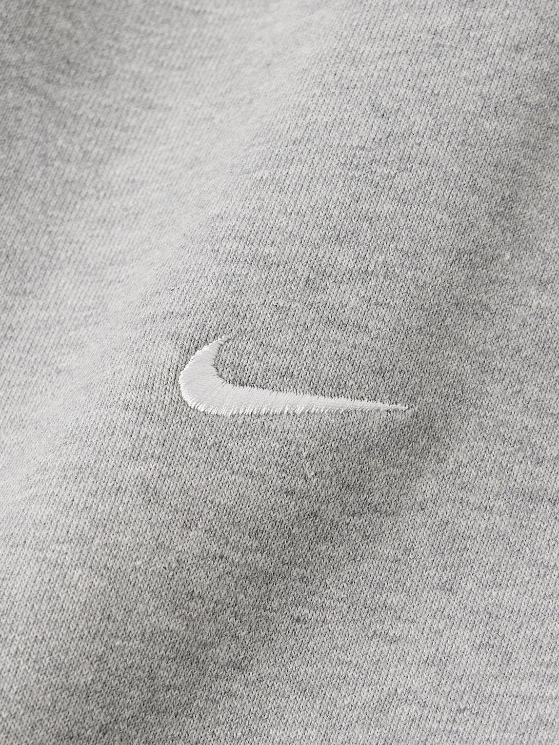 Shop Nike Solo Swoosh Tapered Logo-embroidered Cotton-blend Jersey Sweatpants In Gray