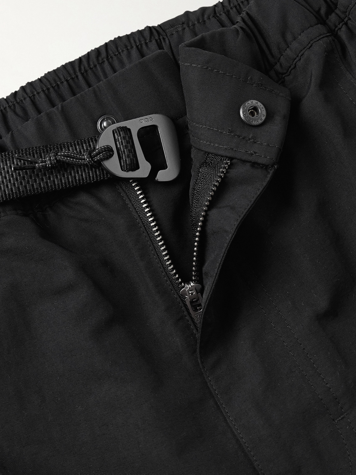 Nike Acg Snowgrass Straight-leg Mesh-trimmed Belted Nylon Shorts In Black