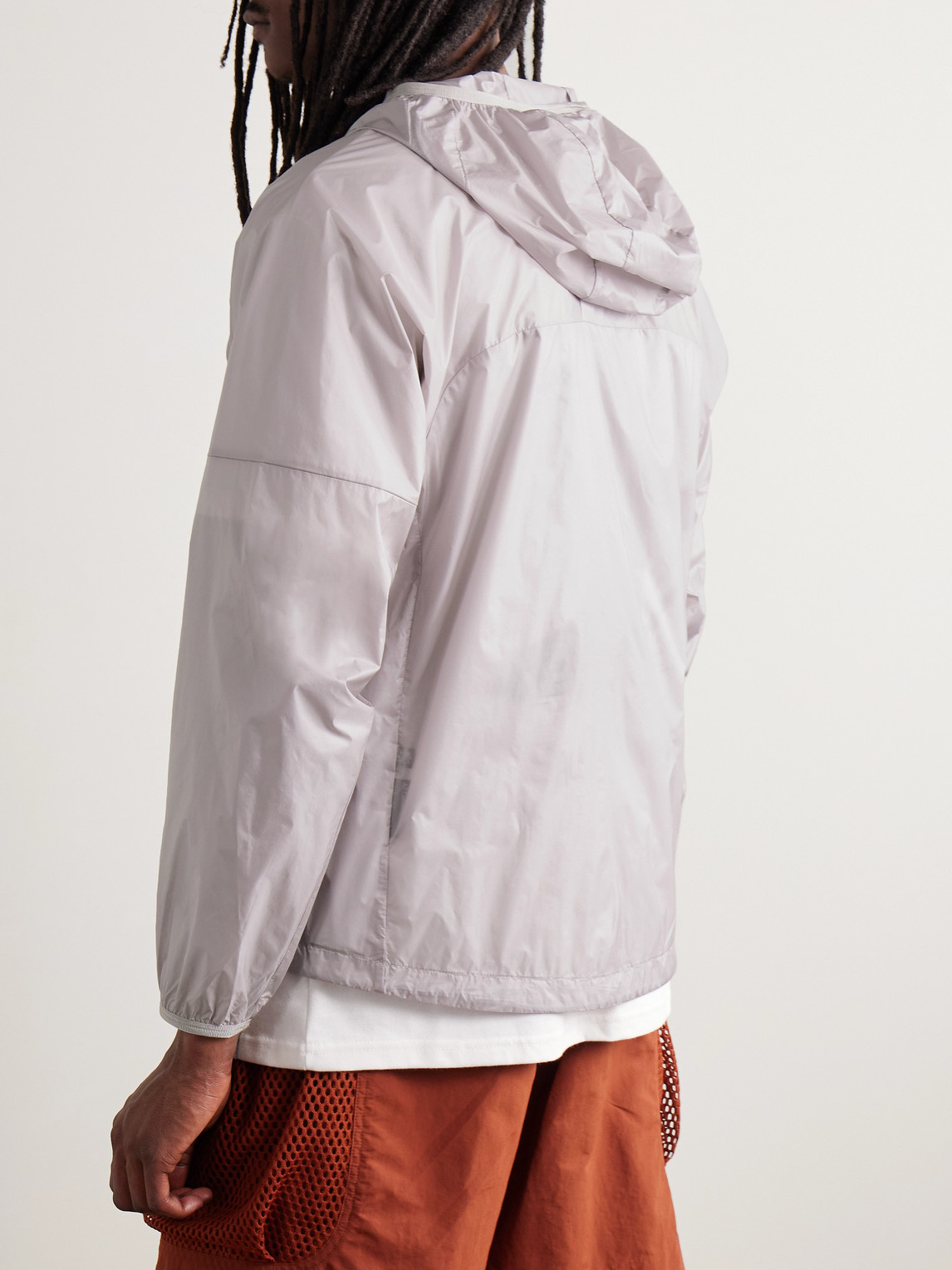 Nike Acg Cinder Cone Logo-embroidered Nylon Hooded Jacket In Gray