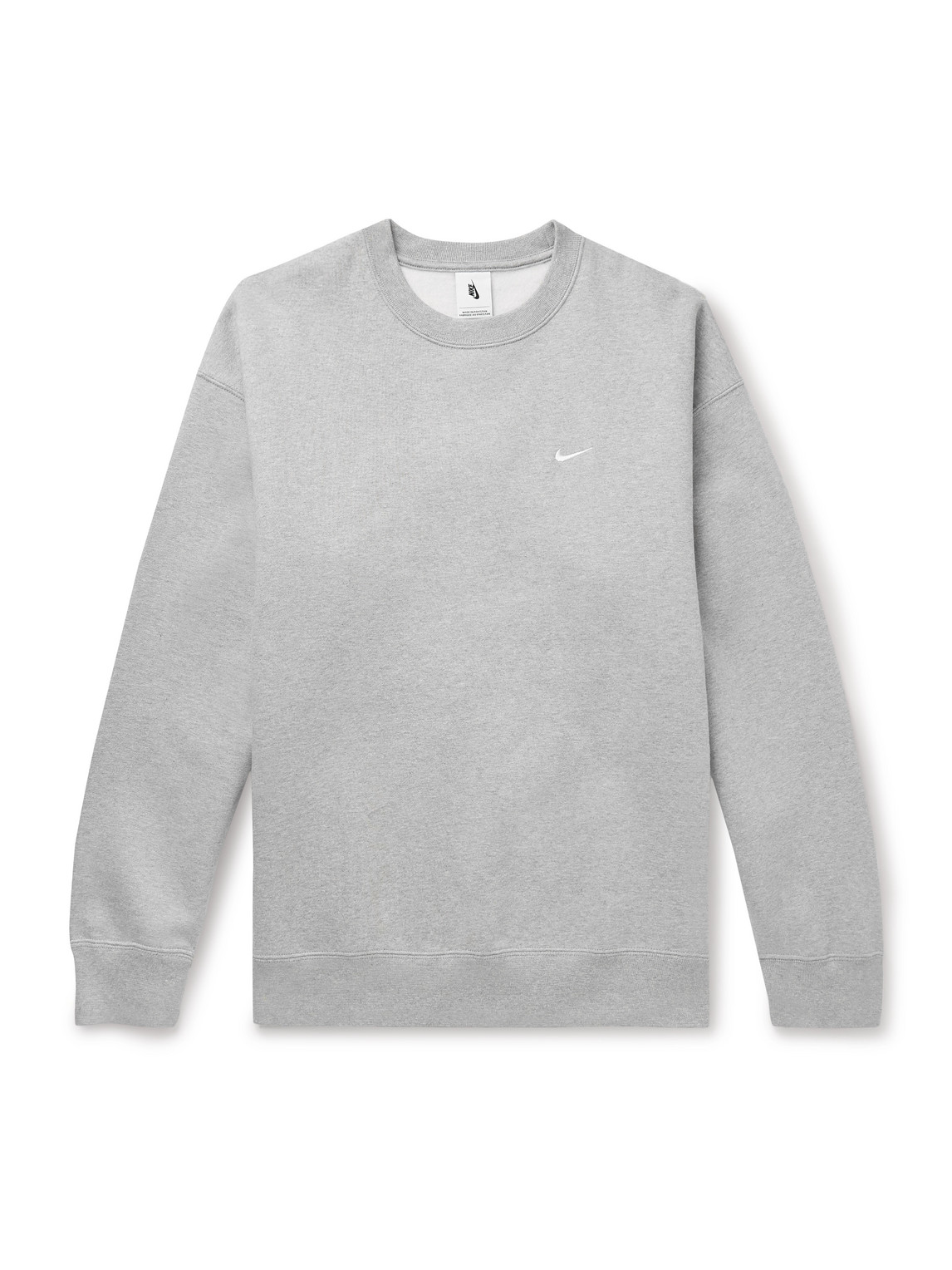 Nike Solo Swoosh Logo-embroidered Cotton-blend Jersey Sweatshirt In Gray