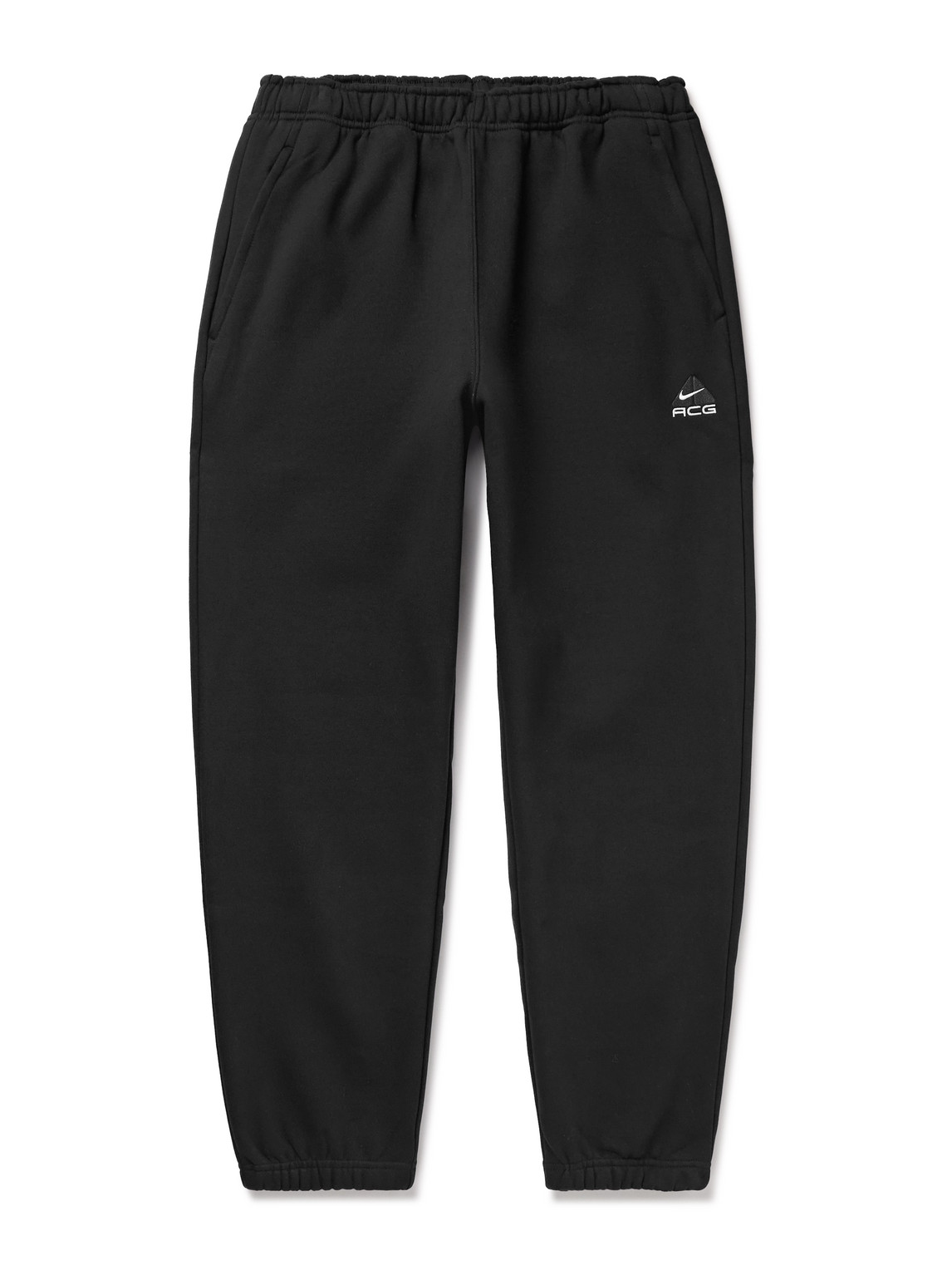 Nike Acg Tapered Logo-embroidered Therma-fit Repel Tuff Fleece Sweatpants In Black